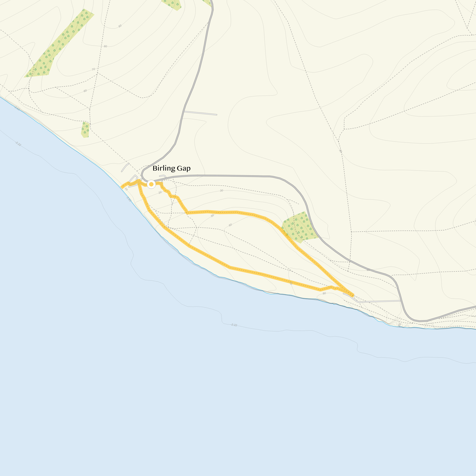 Route map for Seven Sisters Birling Gap walk, a 1.5 mile circular walk in Sussex