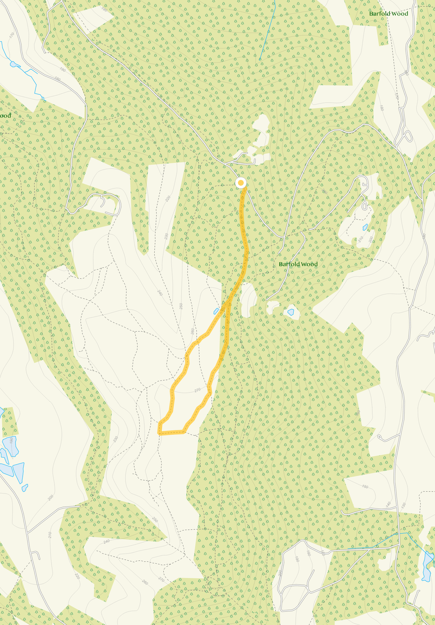 Route map for Blackdown walk, a 1.5 mile circular walk in Sussex
