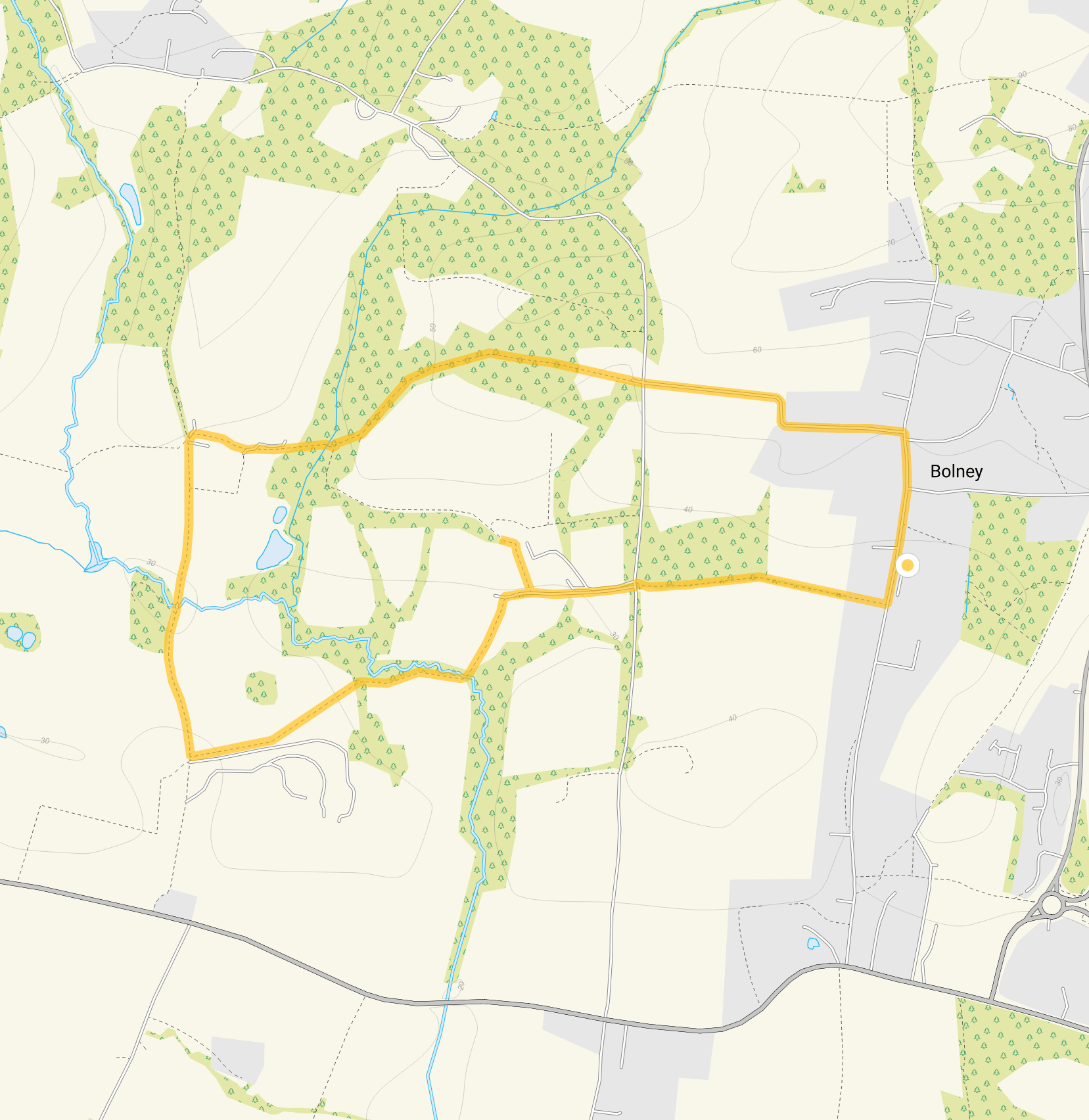 Route map for Bolney Walk 1, a 2.25 mile circular walk in Sussex