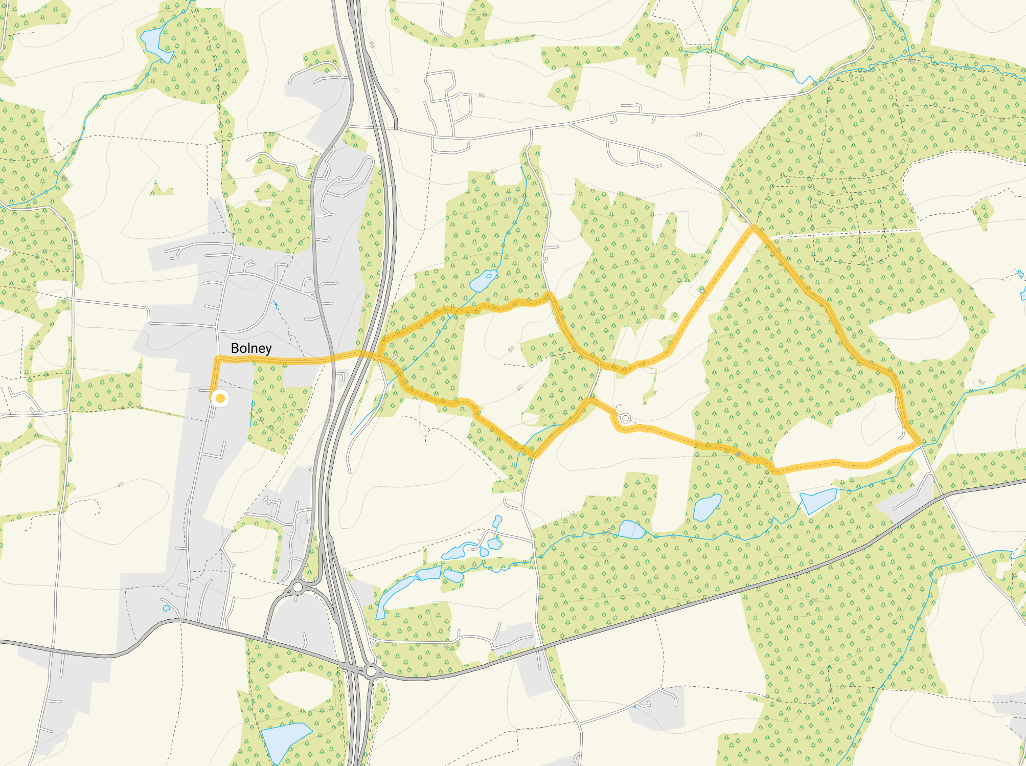 Route map for Bolney Walk 2, a 3.5 mile circular walk in Sussex