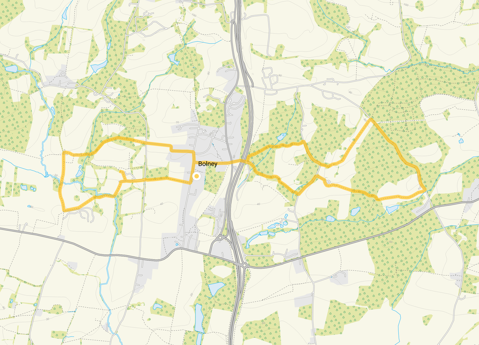 Route map for Bolney Walk 3, a 5.5 mile circular walk in Sussex