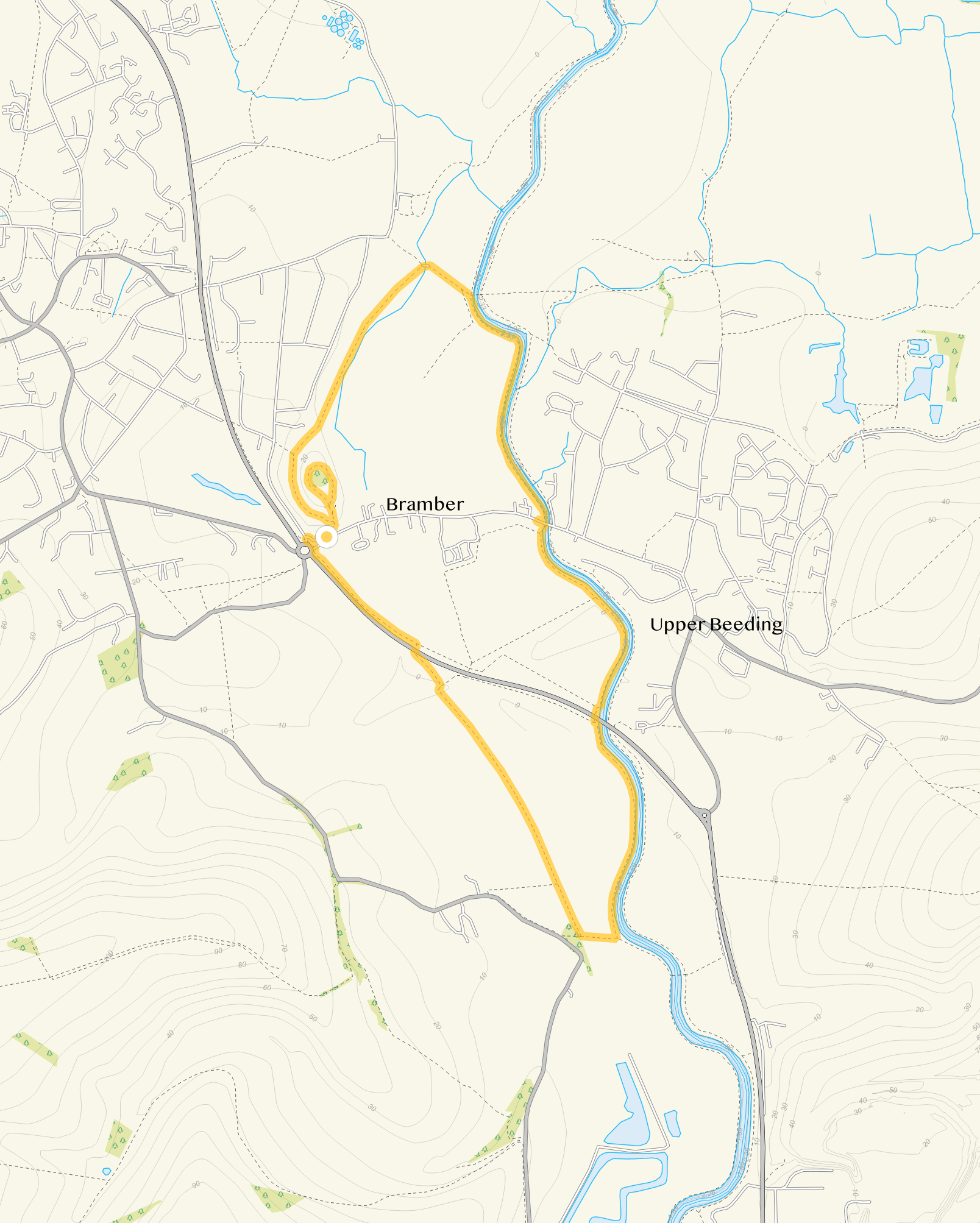 Route map for Bramber Walk 2, a 3.5 mile circular walk in Sussex