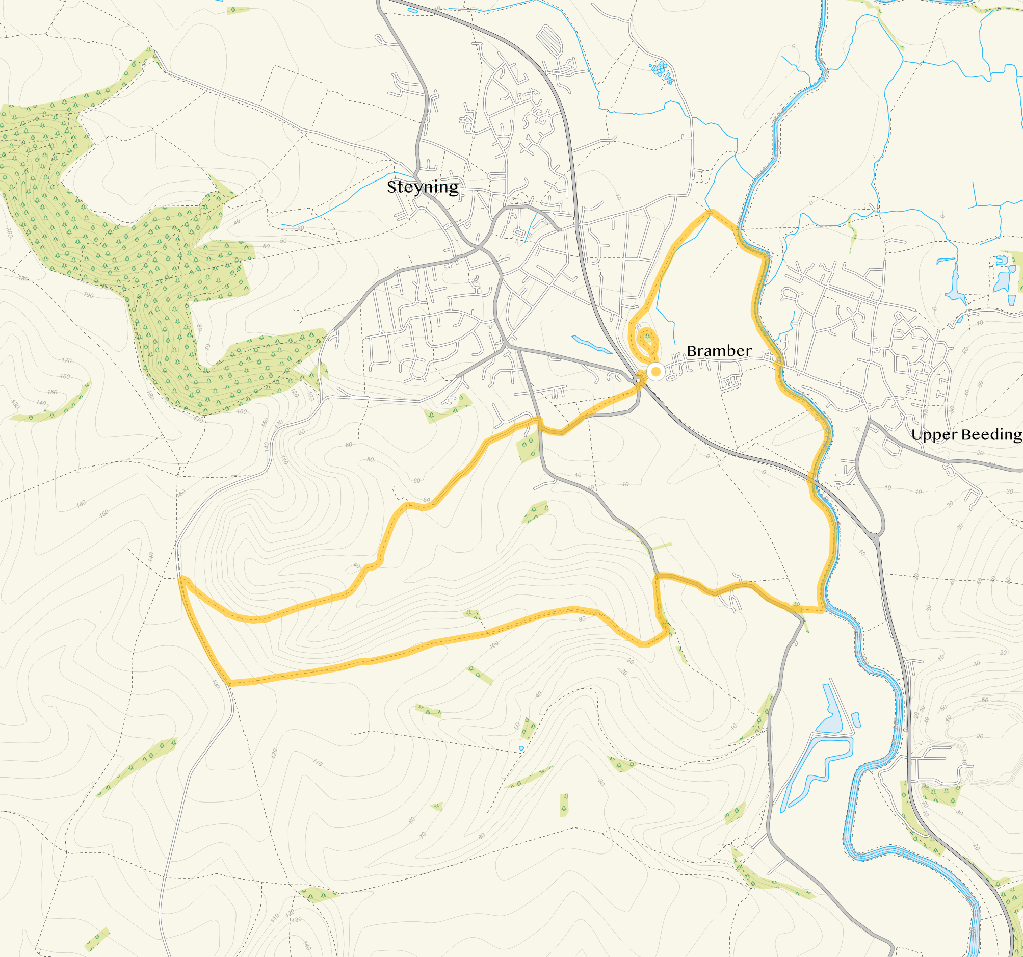 Route map for Bramber Walk 3, a 6.75 mile circular walk in Sussex