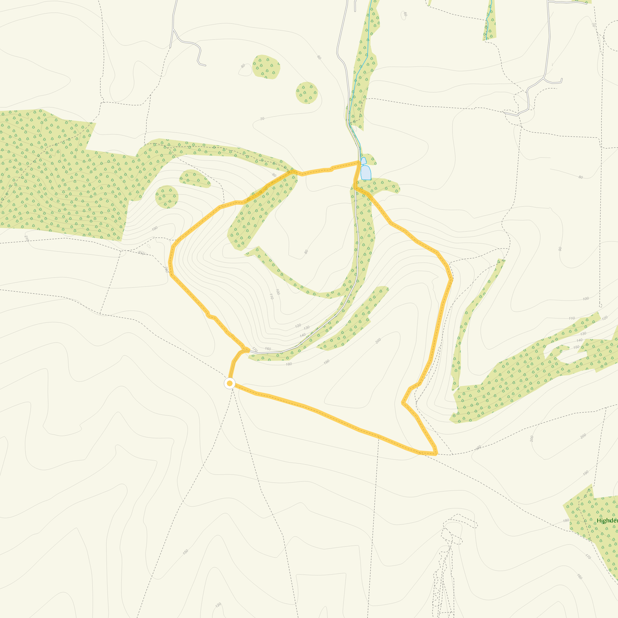 Route map for Chantry Hill Walk 2, a 2.5 mile circular walk in Sussex