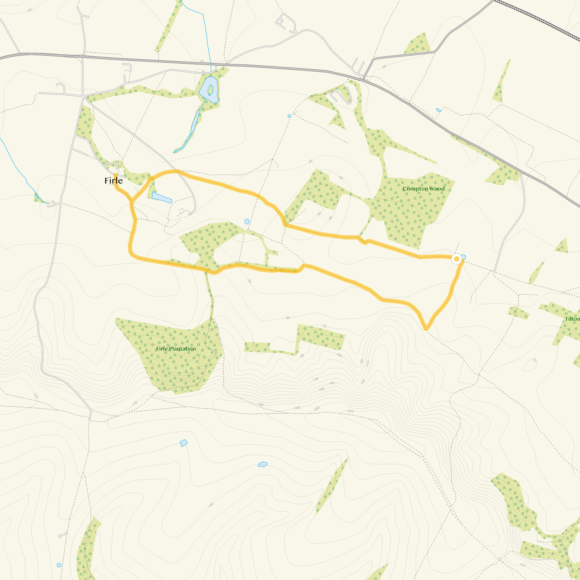Route map for Charleston House walks, a 3.5 mile circular walk in Sussex