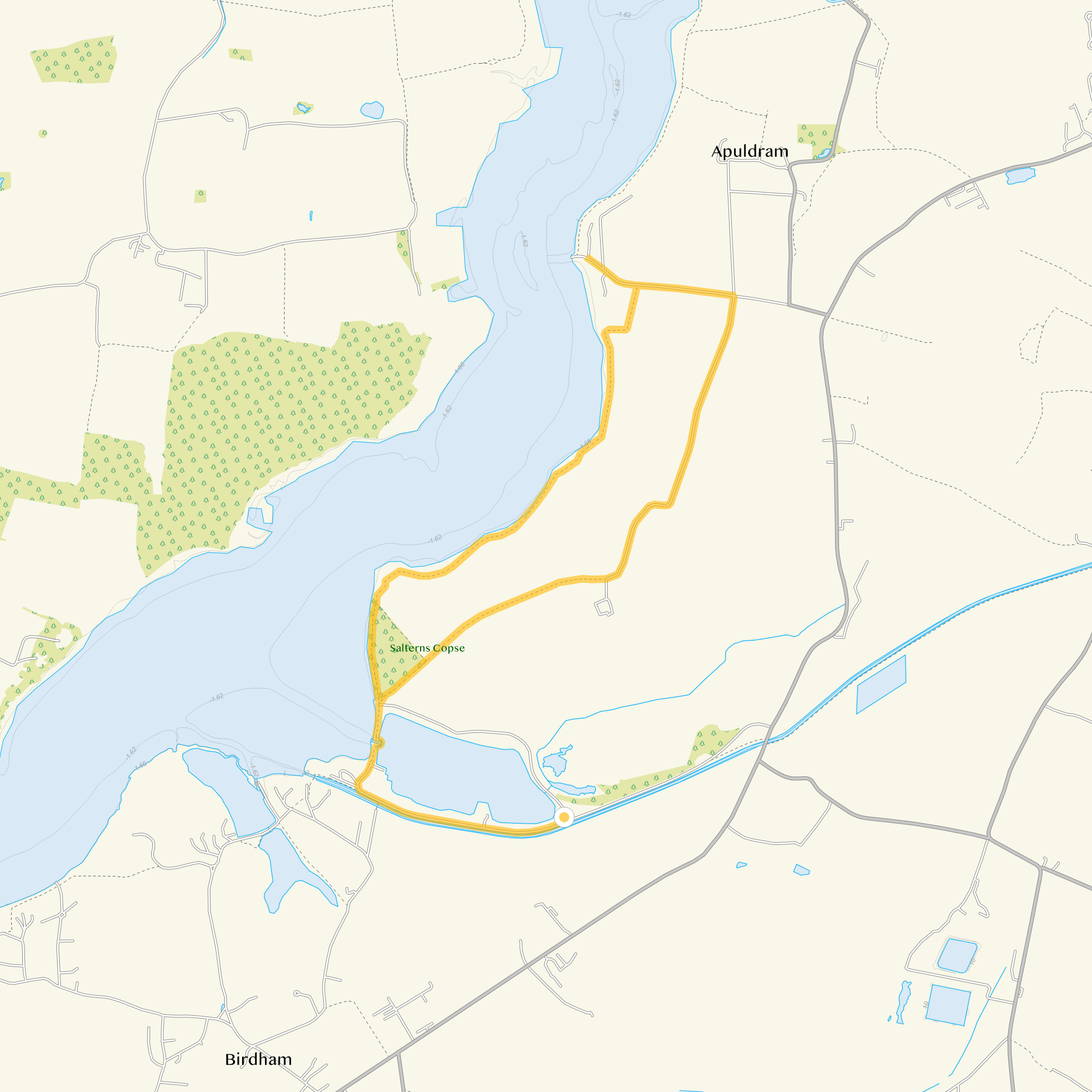 Route map for Chichester Channel Walk, a 4.25 mile circular walk in Sussex