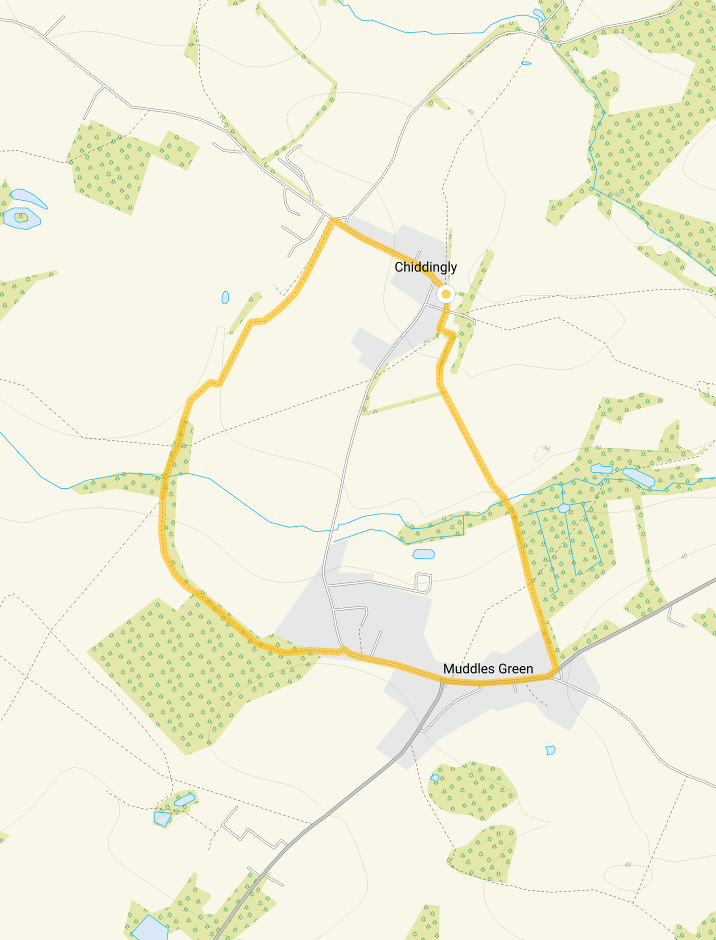 Route map for Chiddingly Walk 1, a 1.75 mile circular walk in Sussex