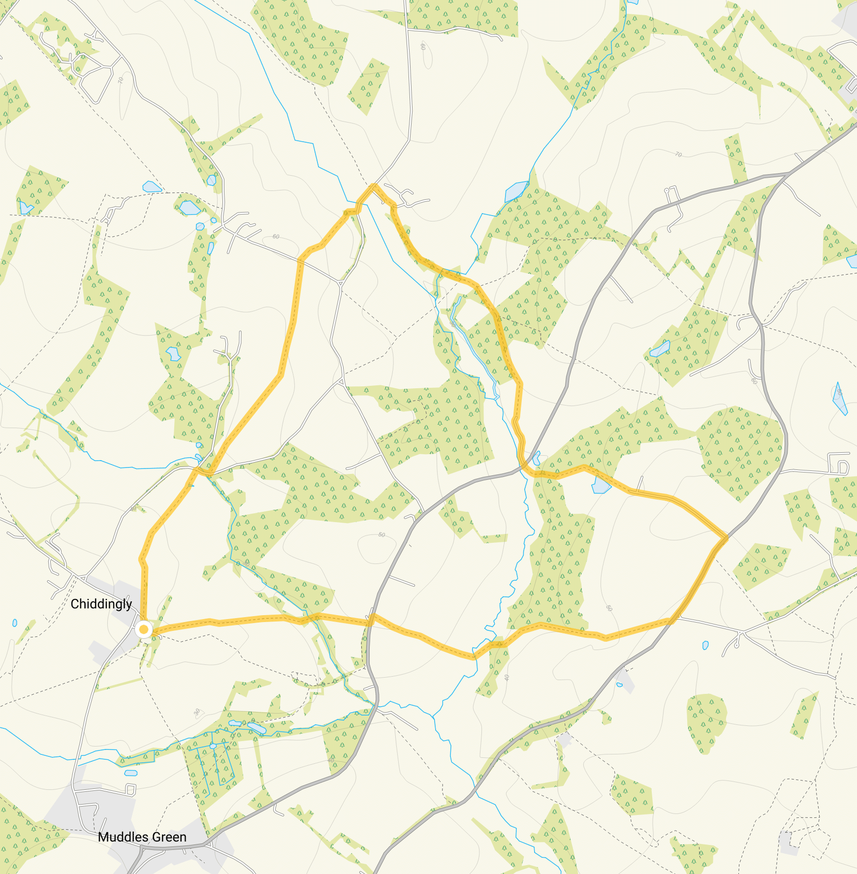 Route map for Chiddingly Walk 2, a 4 mile circular walk in Sussex