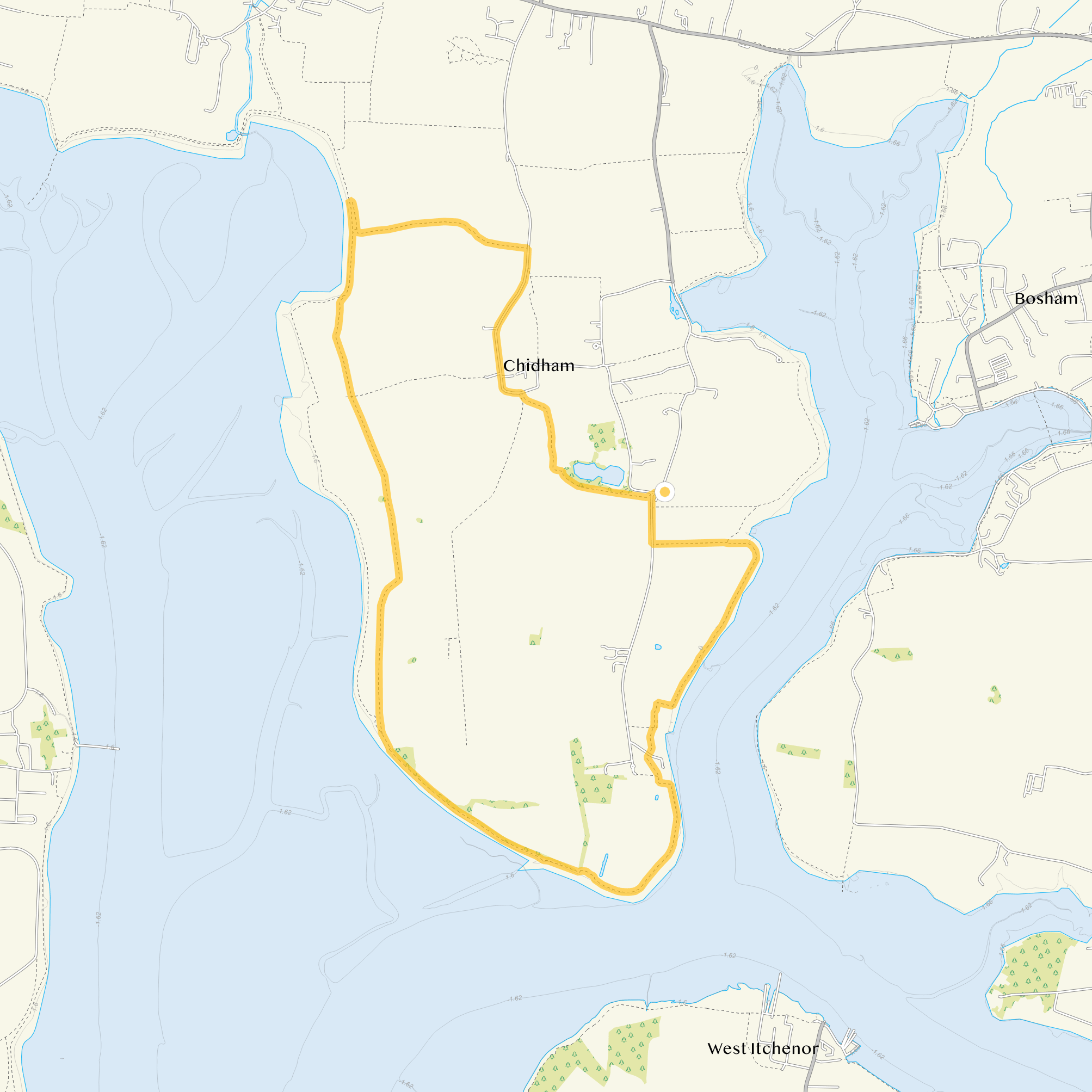 Route map for Chidham Walk 2, a 5 mile circular walk in Sussex