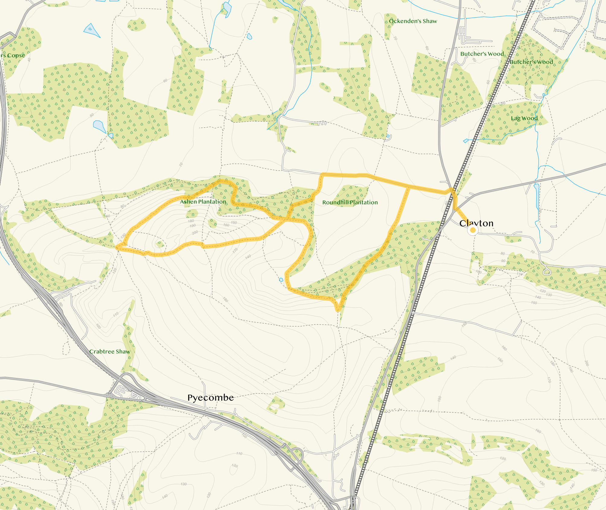 Route map for Clayton Walk 2, a 3.75 mile circular walk in Sussex
