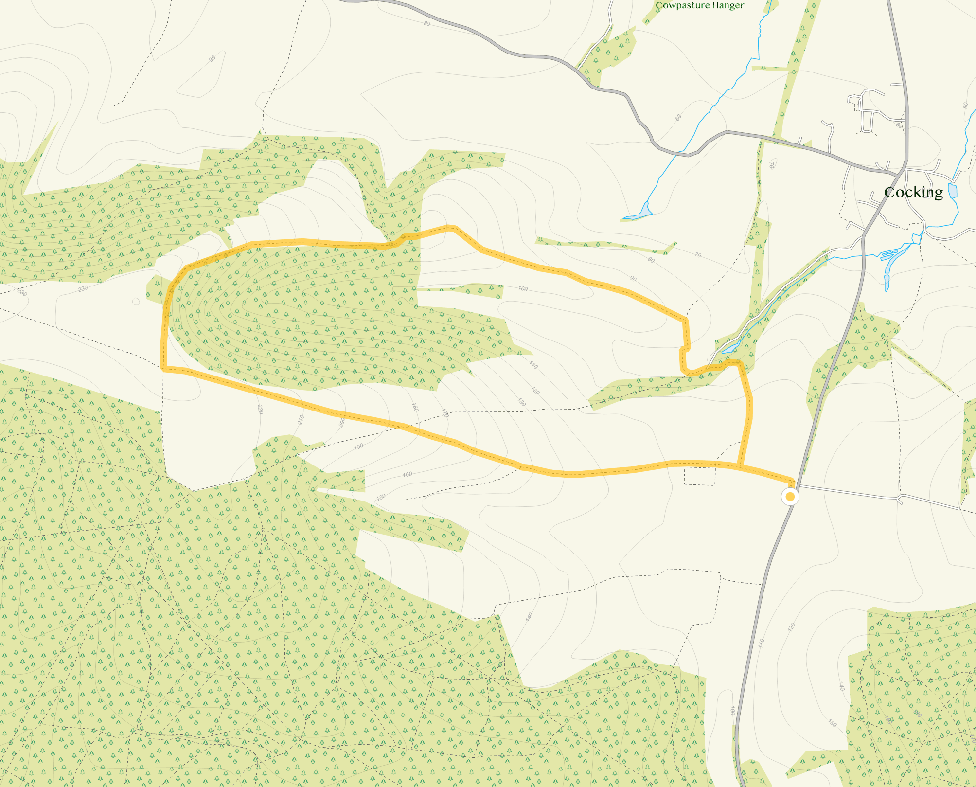Route map for Cocking Hill Walk 1, a 3 mile circular walk in Sussex