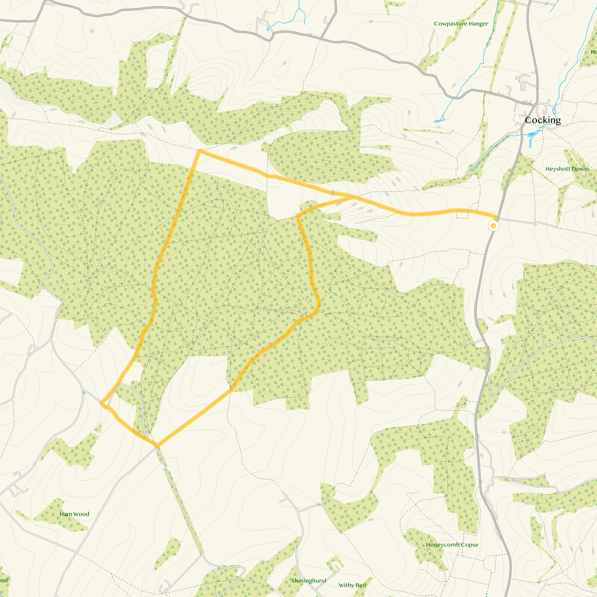 Route map for Cocking Hill Walk 3, a 6.25 mile circular walk in Sussex