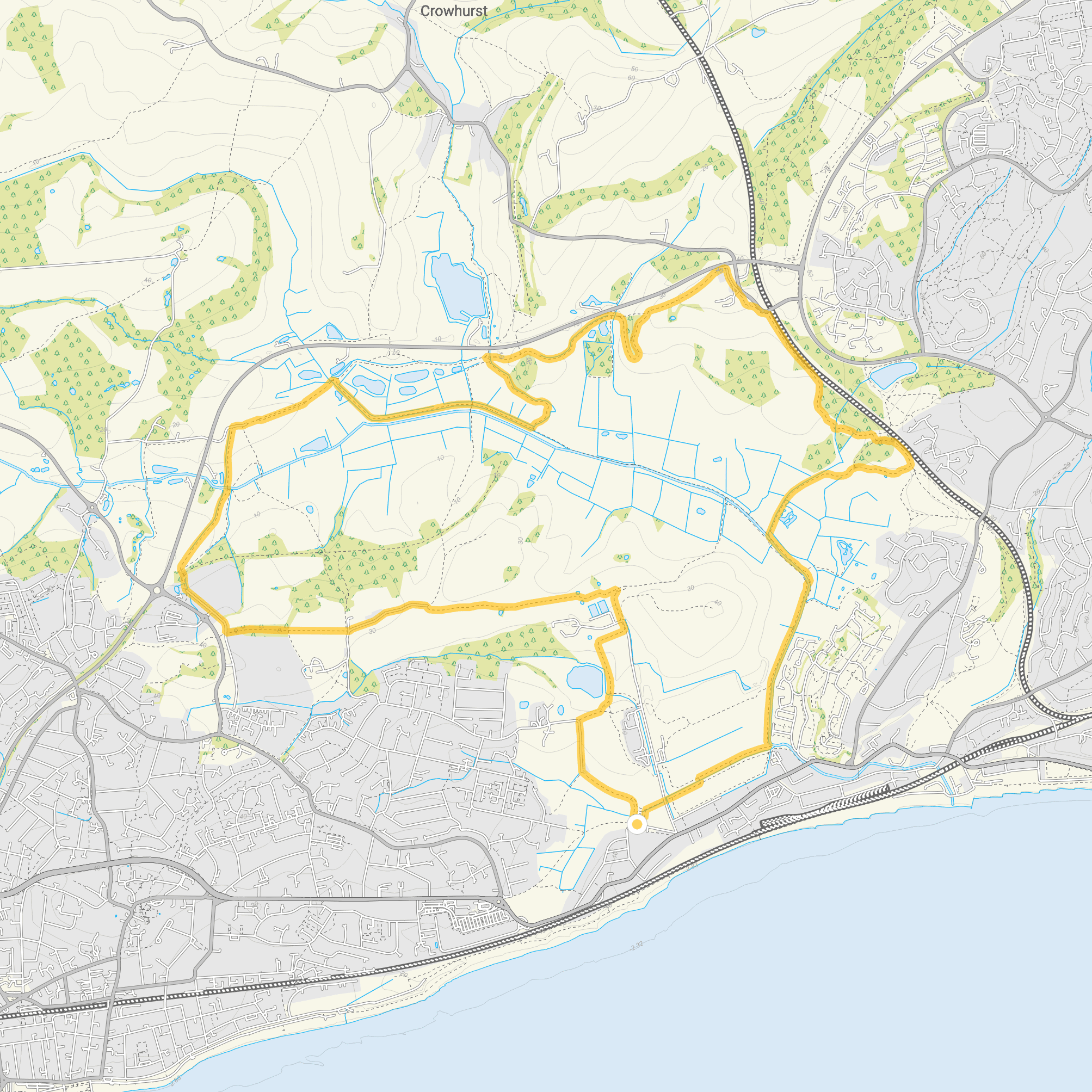 Route map for Combe Haven Walk 3, a 7.25 mile circular walk in Sussex