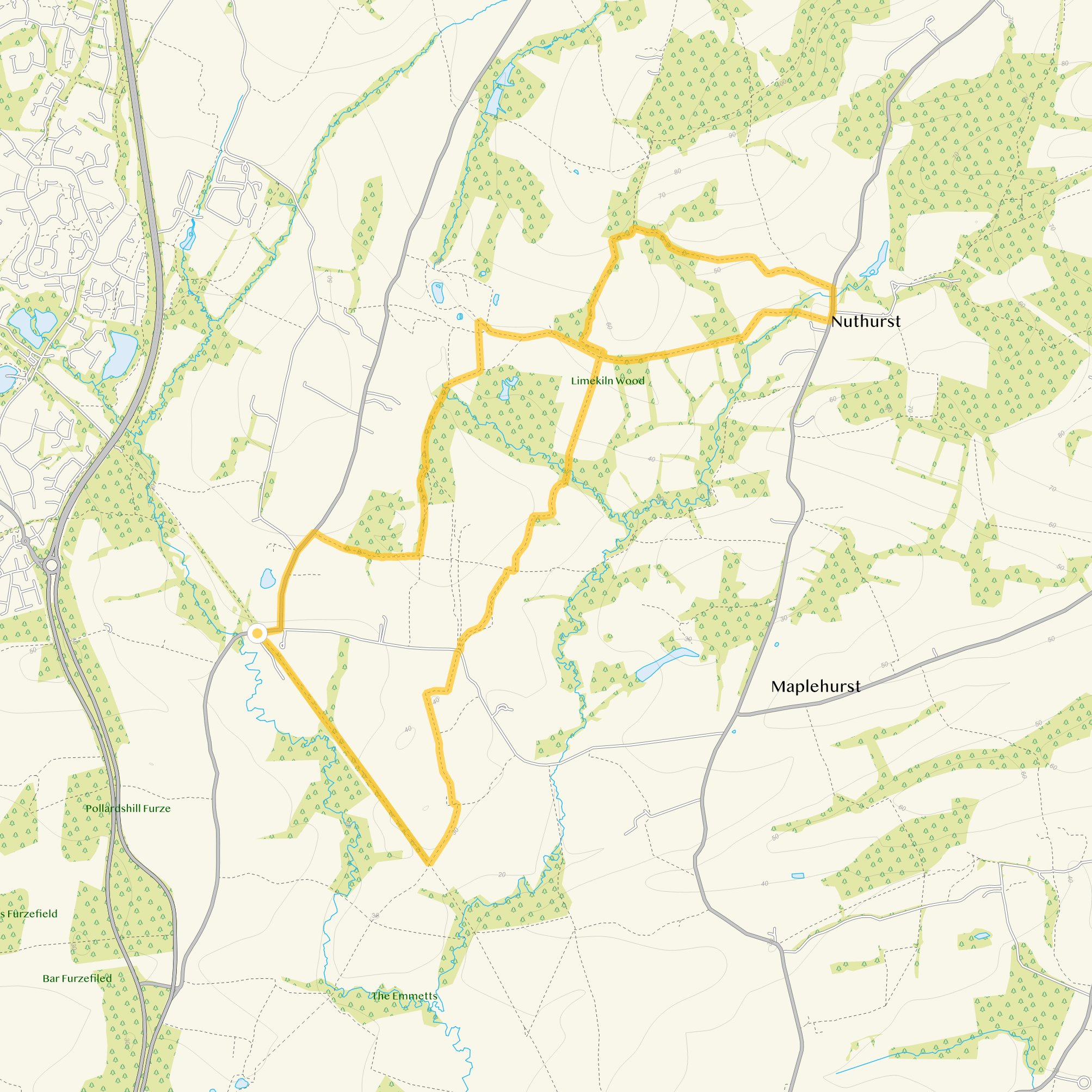 Route map for Copsale Walk 2, a 5.25 mile circular walk in Sussex