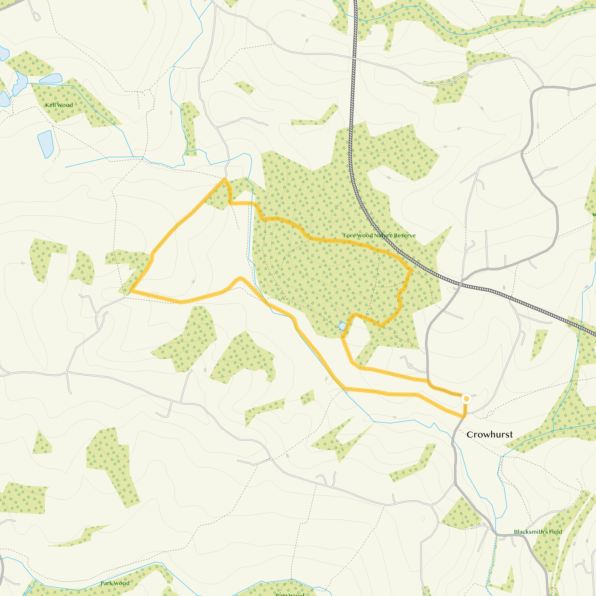 Route map for Crowhurst Walk 2, a 3.5 mile circular walk in Sussex