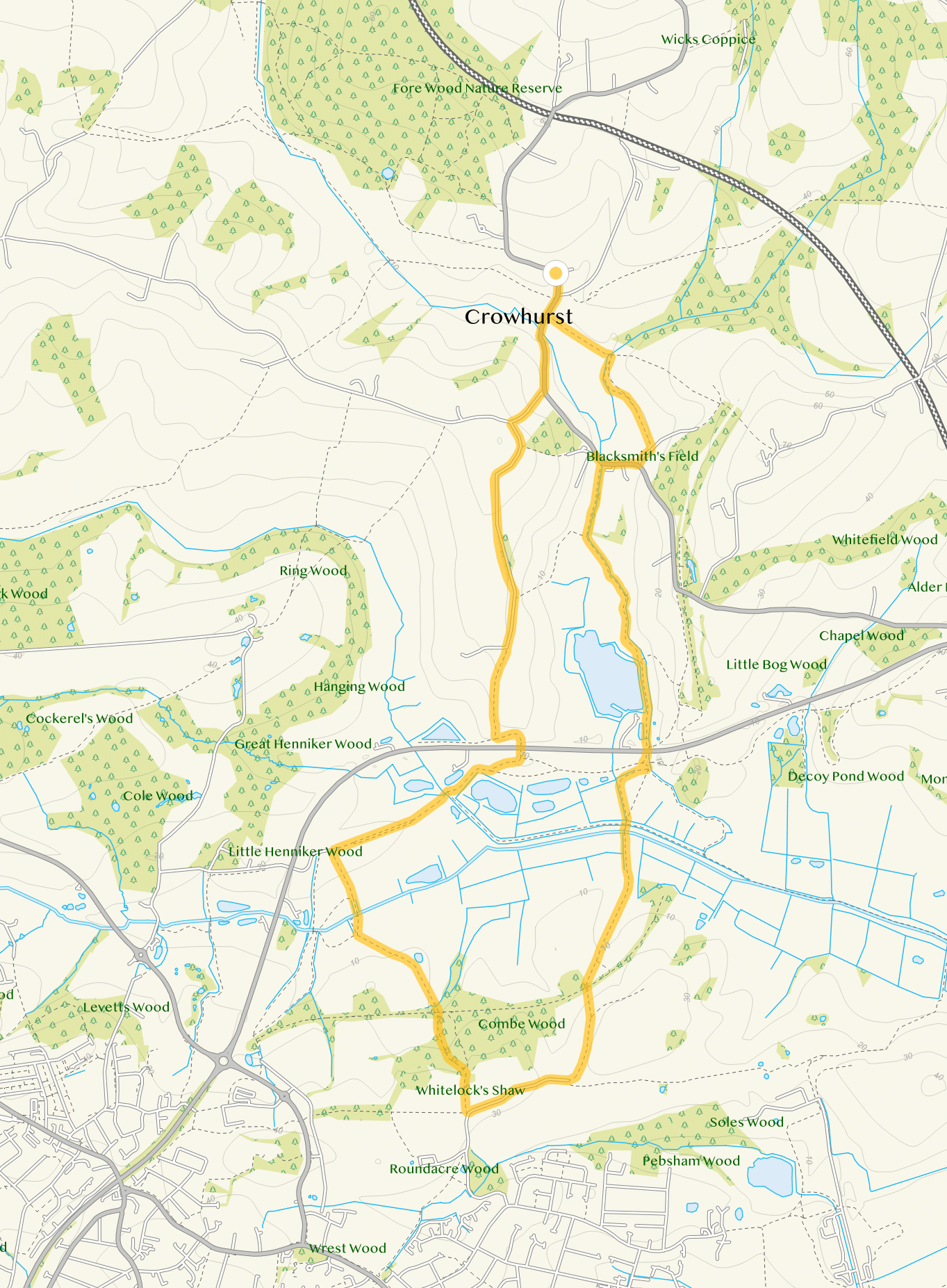 Route map for Crowhurst Walk 3, a 4.75 mile circular walk in Sussex
