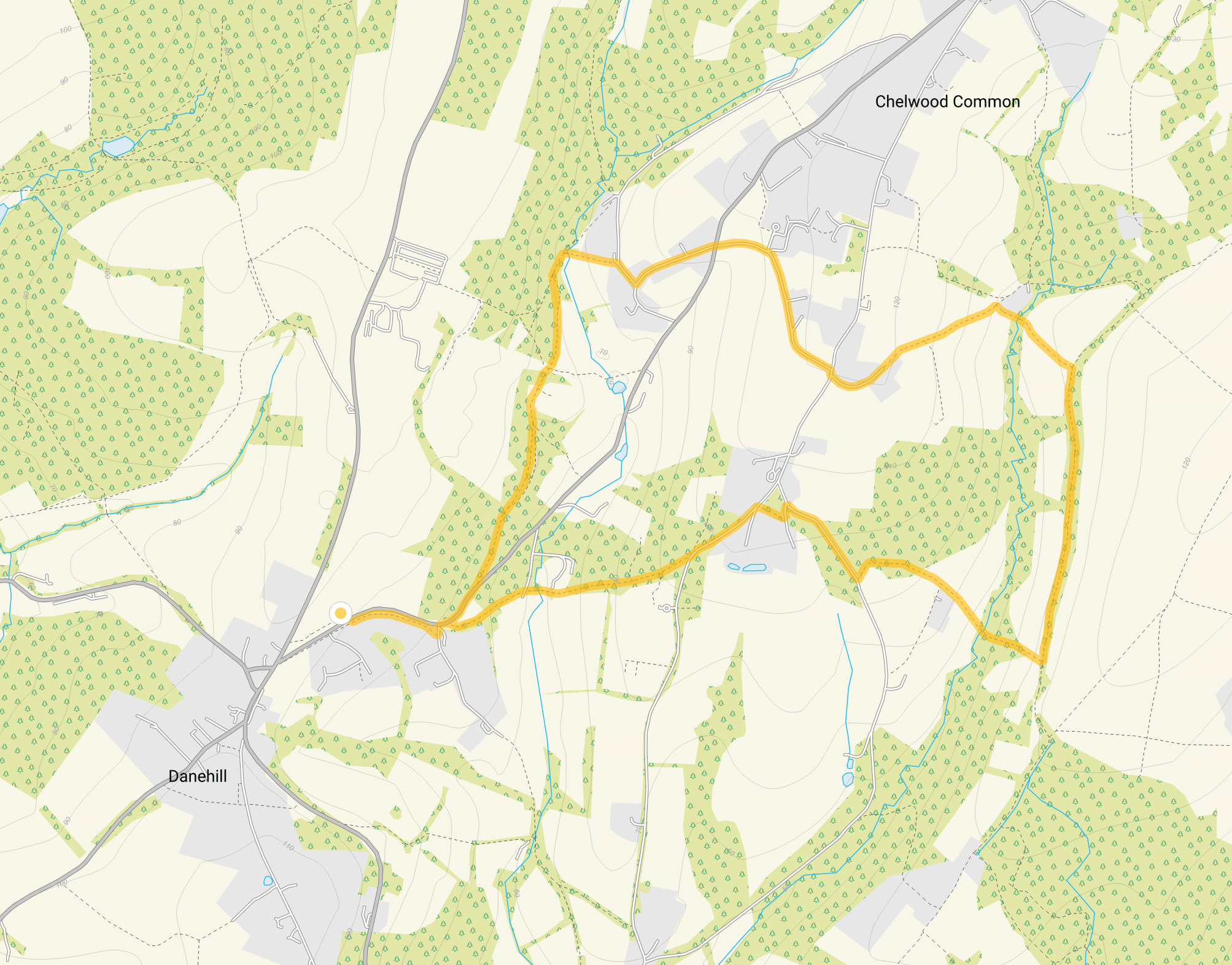 Route map for Danehill Walk 1, a 2.75 mile circular walk in Sussex