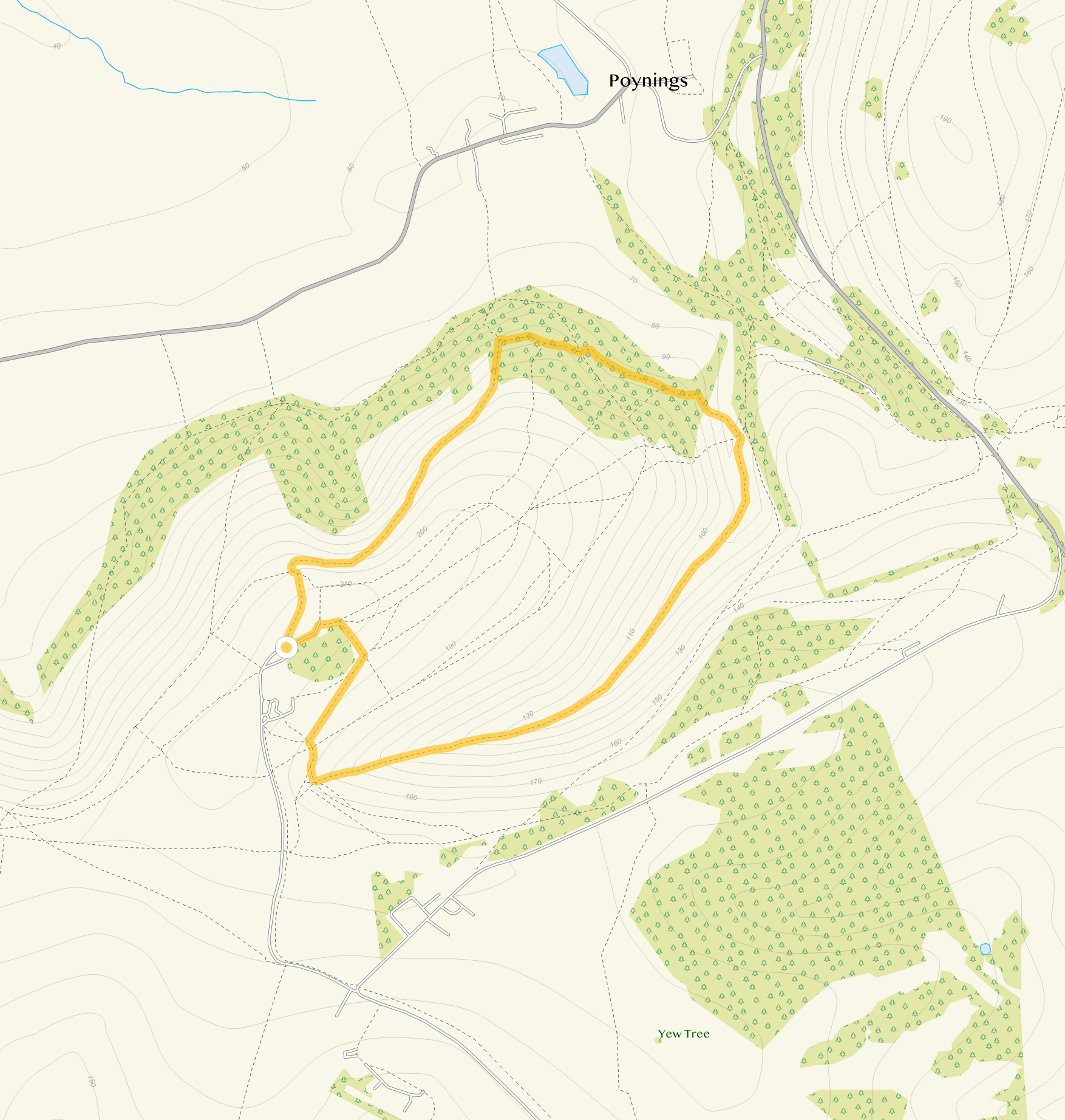 Route map for Devil's Dyke Walk, Sussex