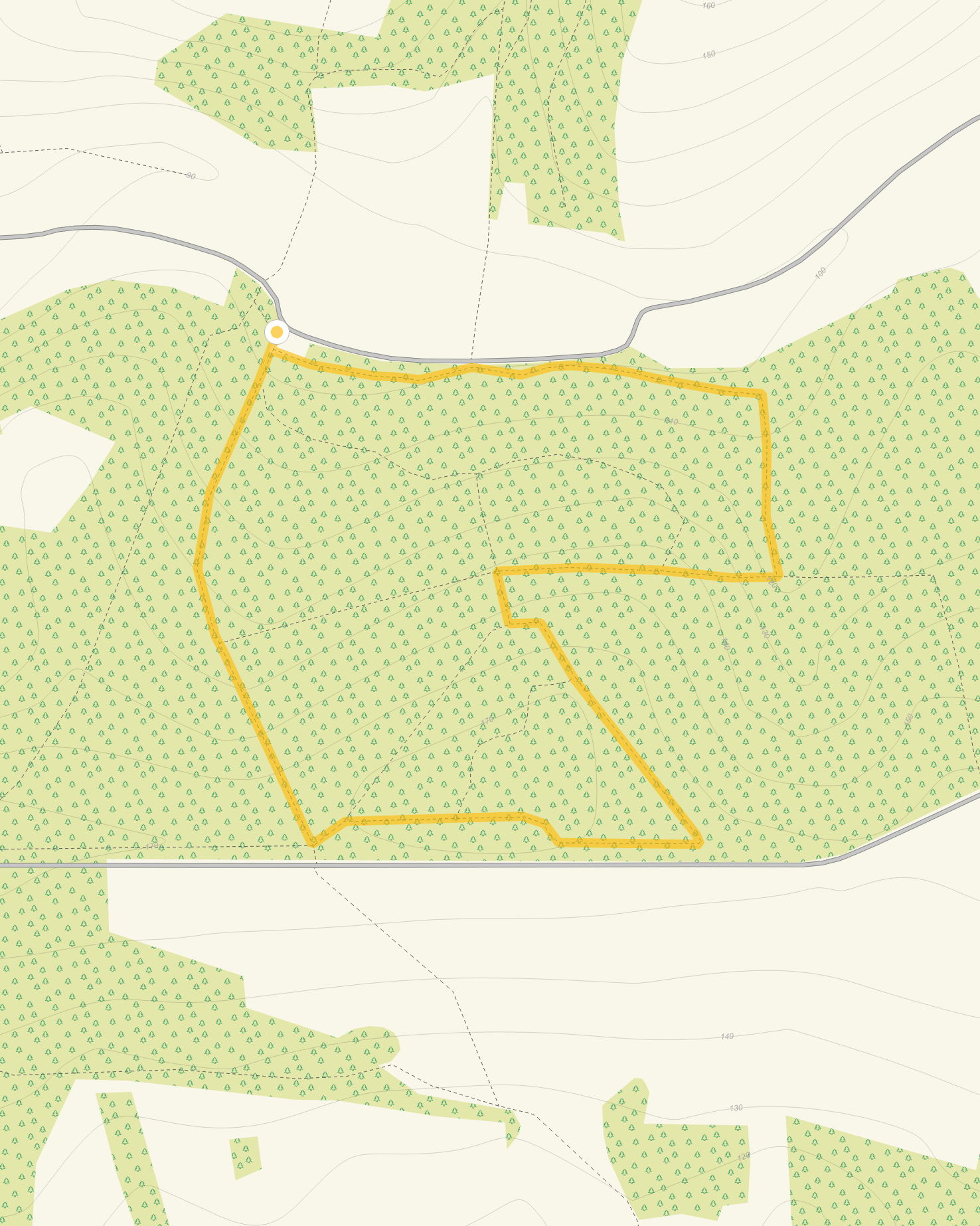 Route map for Droke Walk 1, a 2.25 mile circular walk in Sussex