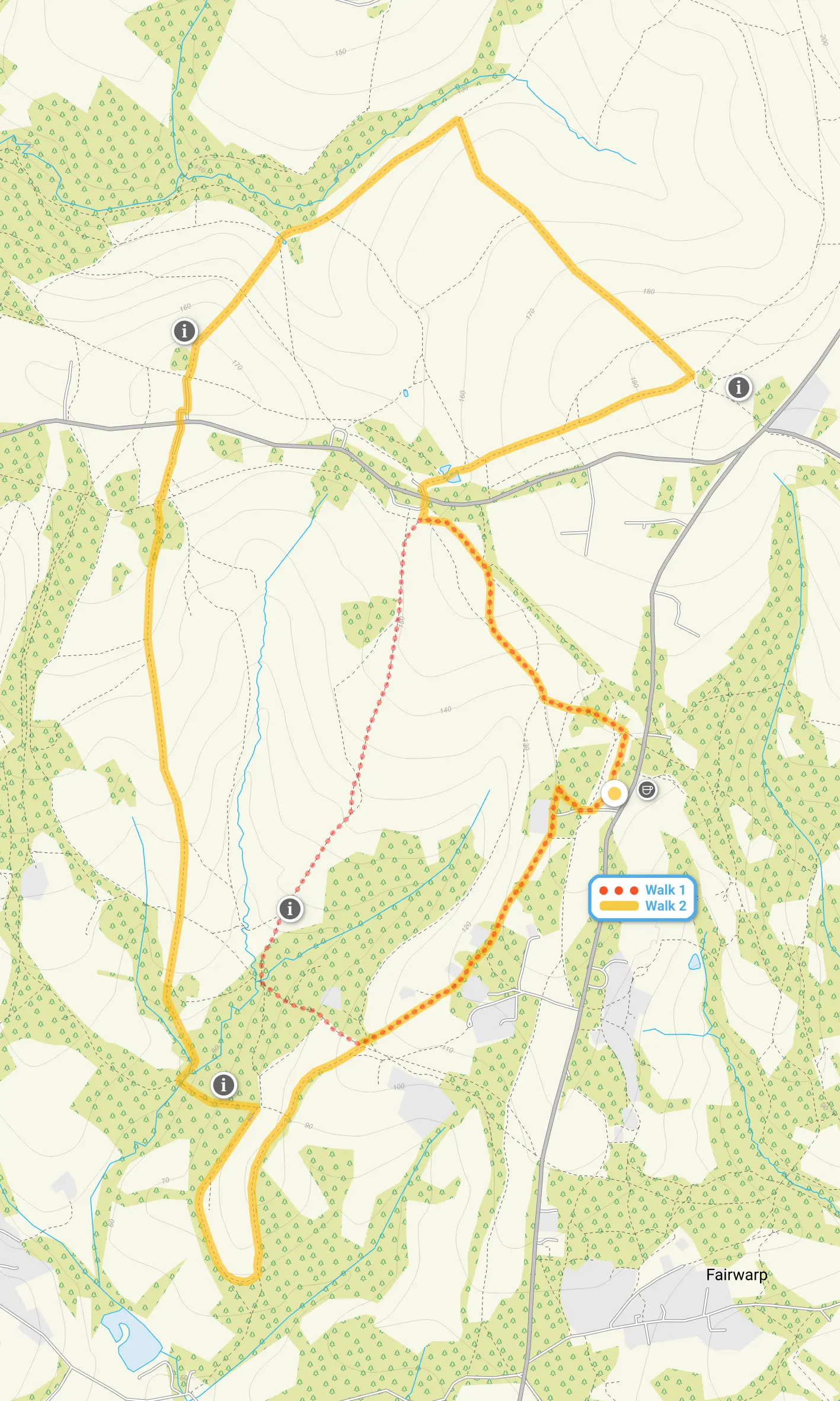 Route map for Duddleswell Walk 1, a 2.25 mile circular walk in Sussex