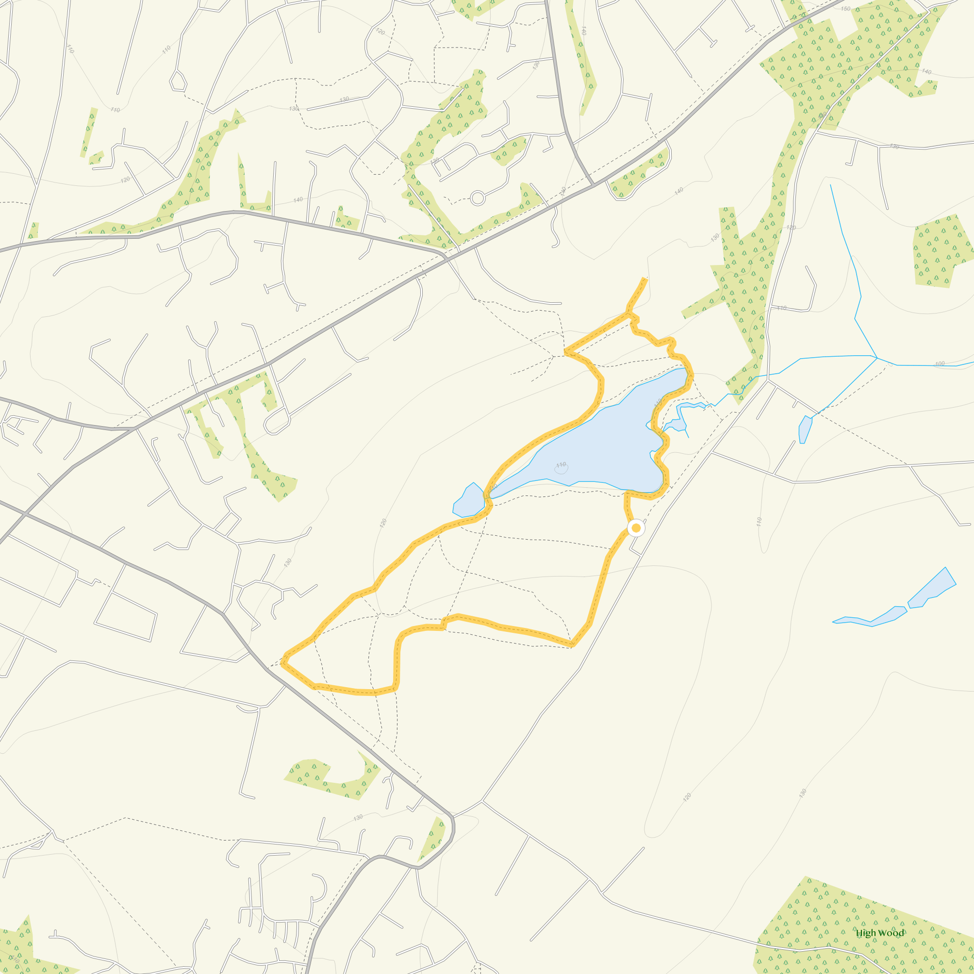 Route map for Dunorlan Park Walk 2, a 1.5 mile circular walk in Sussex