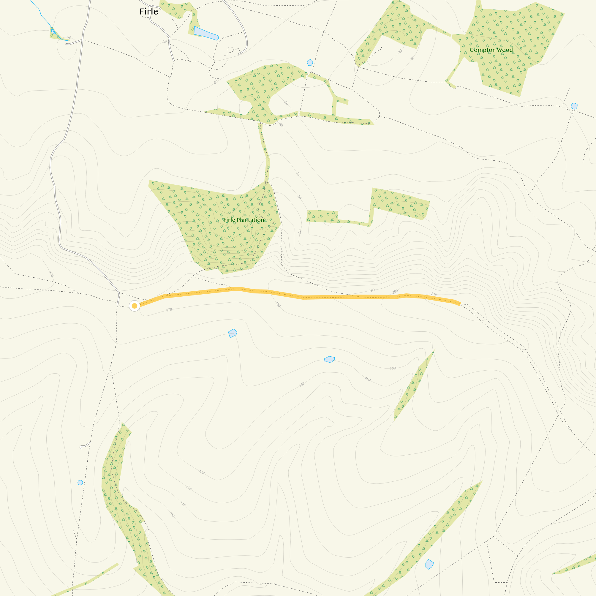 Route map for Firle Beacon Walk 1, a 2 mile circular walk in Sussex
