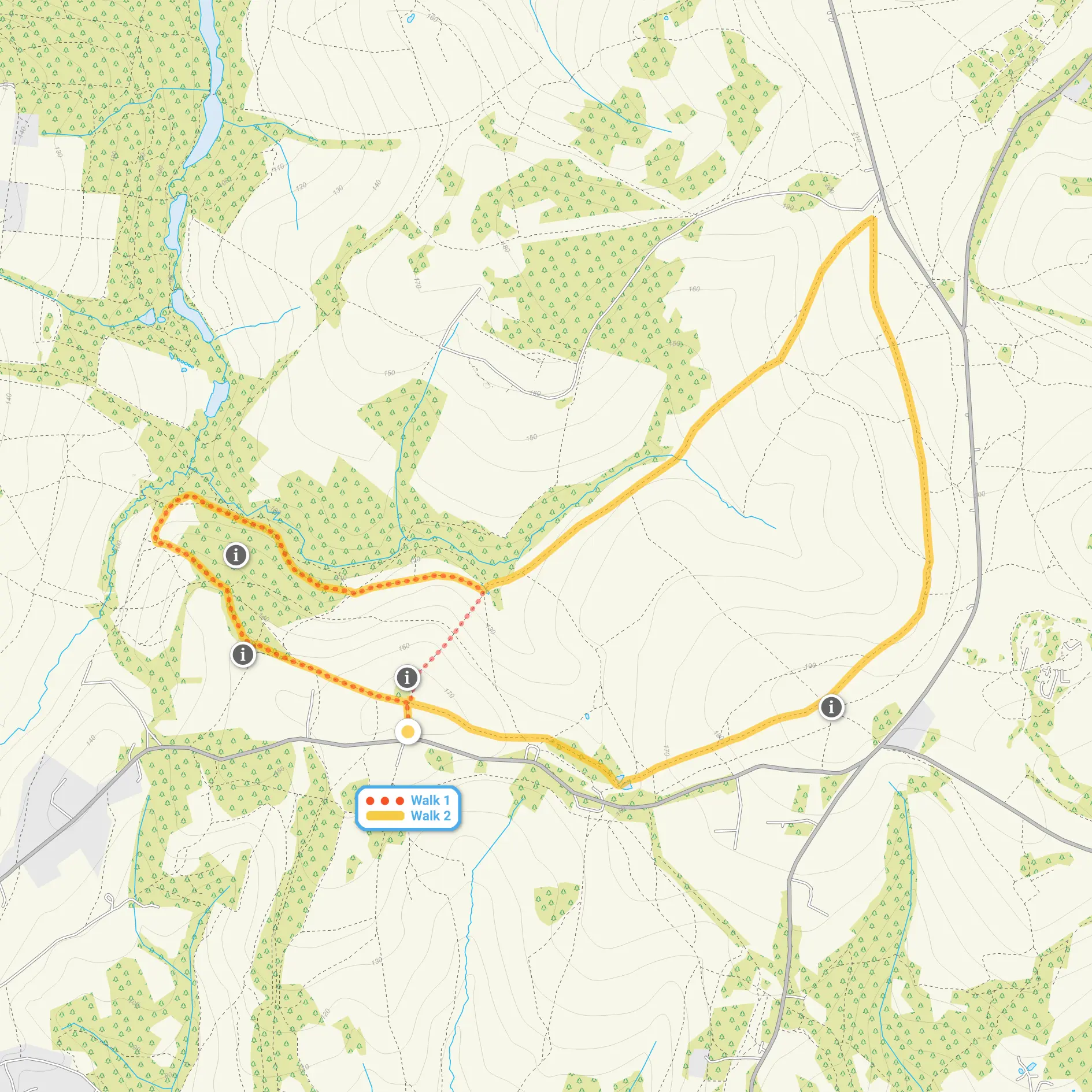 Route map for Friends Clump Walk 1, a 1.75 mile circular walk in Sussex