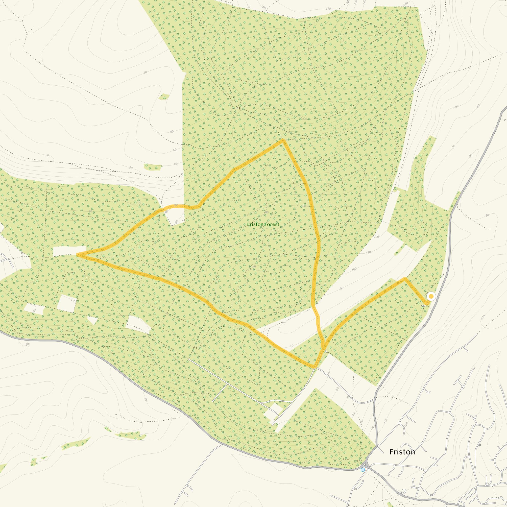 Route map for Friston Forest, a 4.75 mile circular walk in Sussex