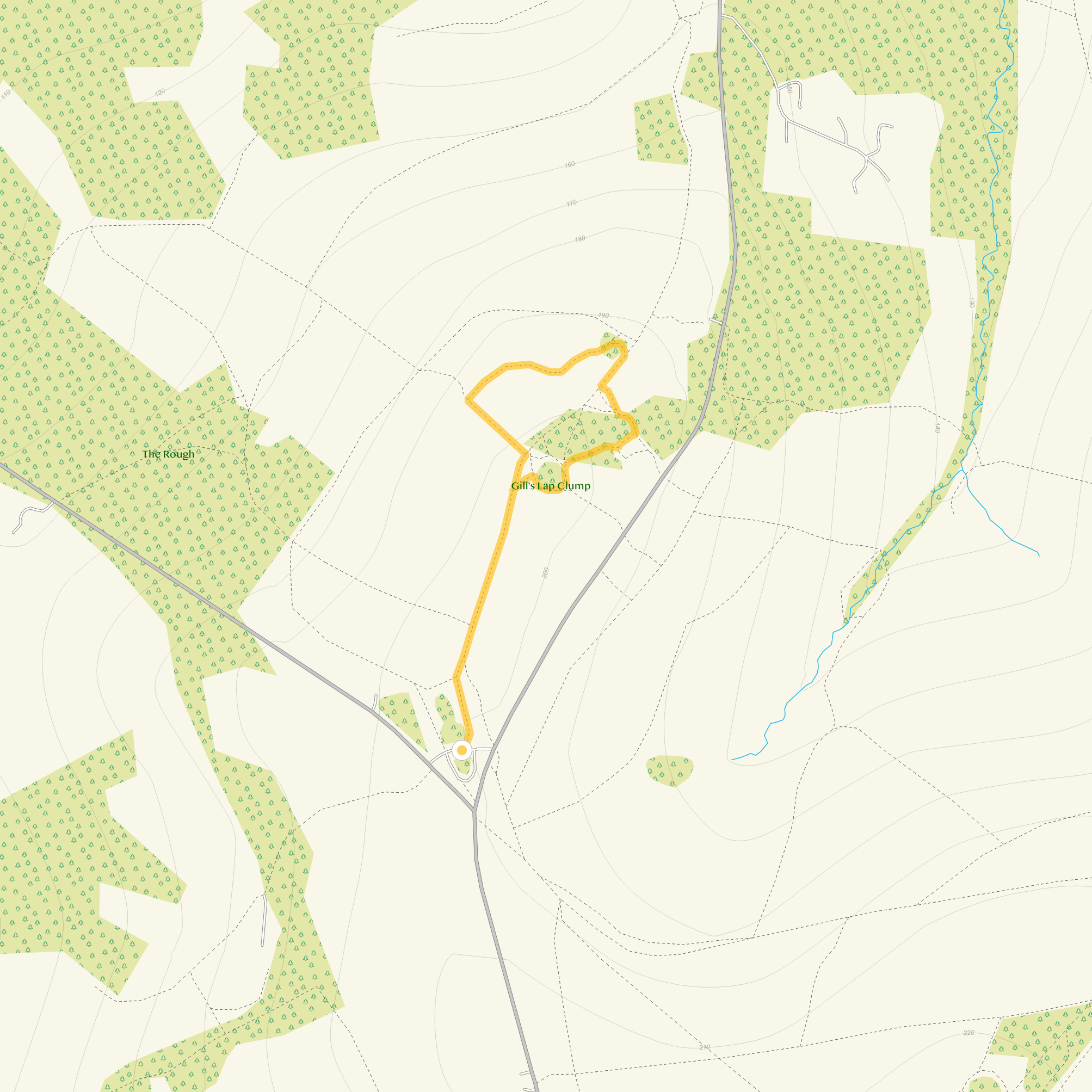 Route map for Gills Lap Walk 1, a 1 mile circular walk in Sussex