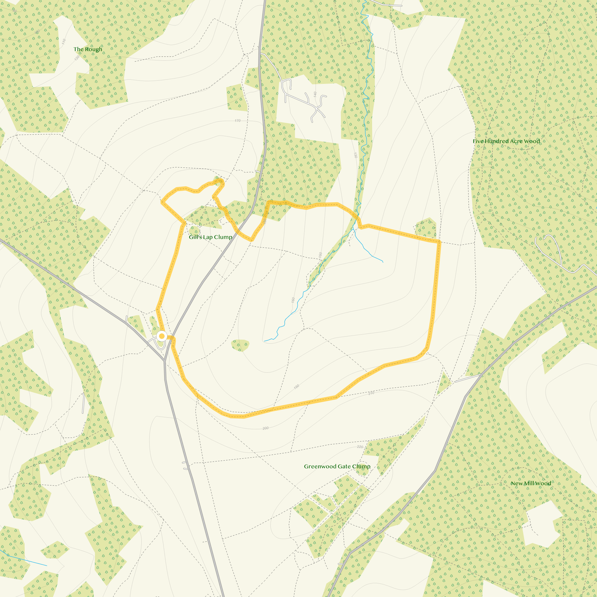 Route map for Gills Lap Walk 2, a 2 mile circular walk in Sussex