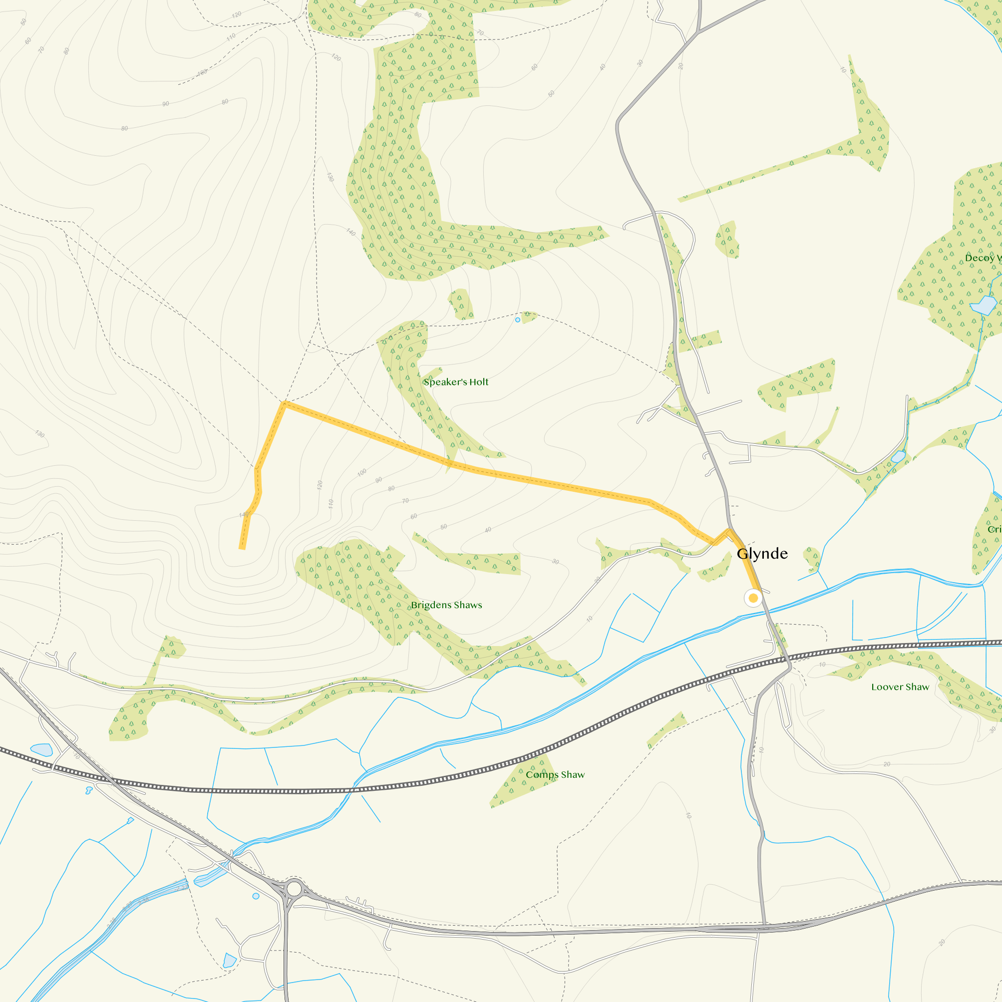 Route map for Glynde Walk 1, a 2.25 mile circular walk in Sussex