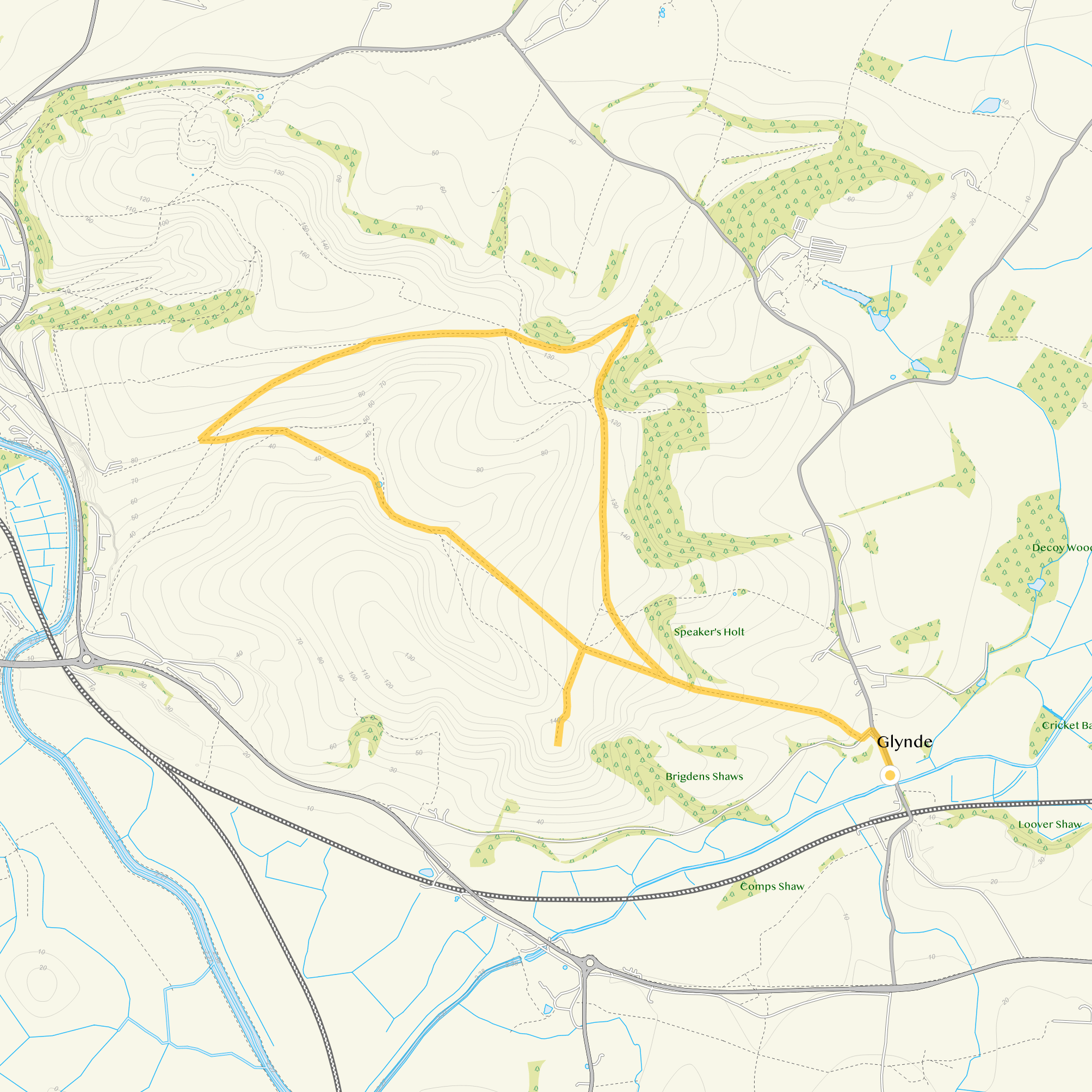 Route map for Glynde Walks, Sussex