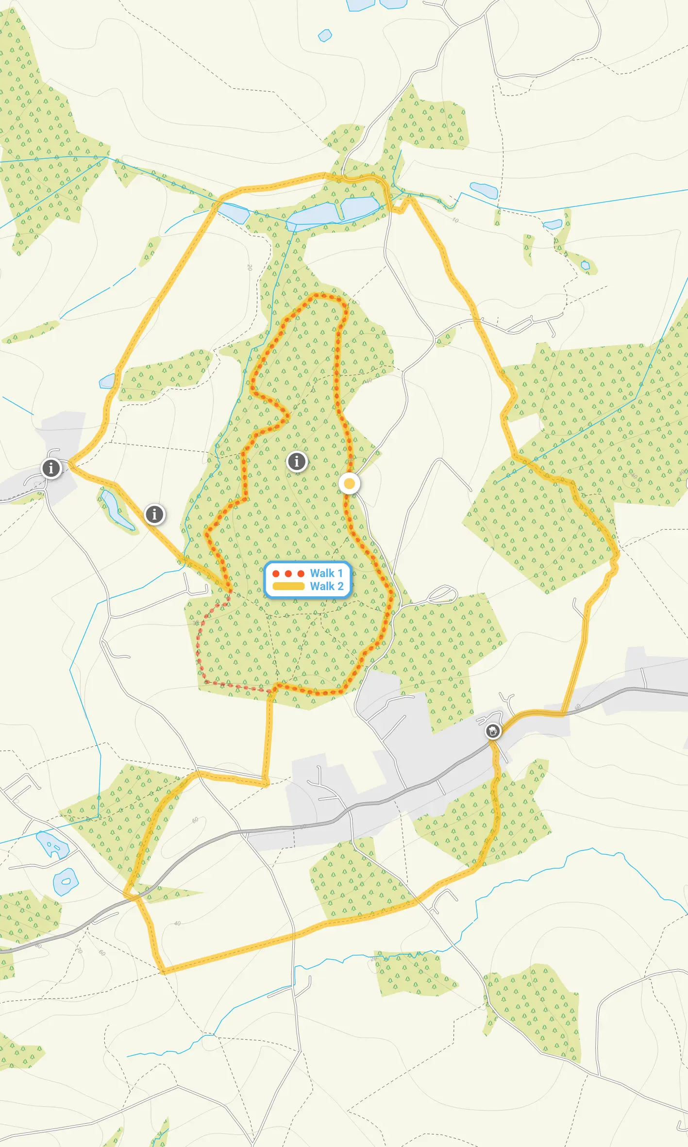 Route map for Guestling Wood Walk 1, a 1.75 mile circular walk in Sussex