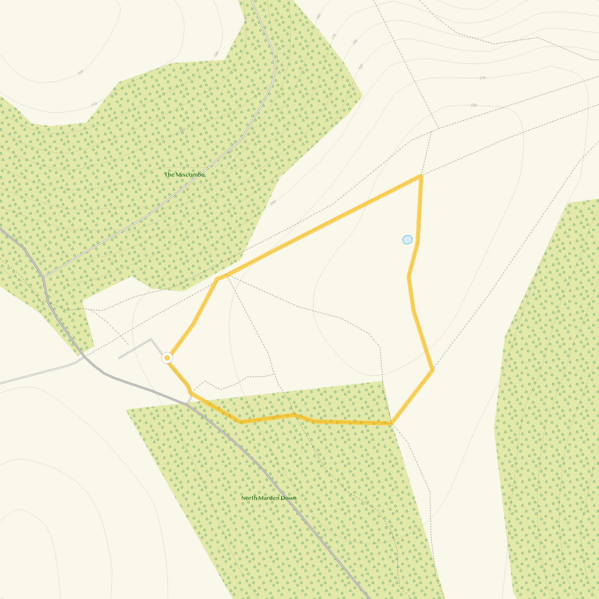 Route map for Harting Downs Walk 1, a 0.75 mile circular walk in Sussex