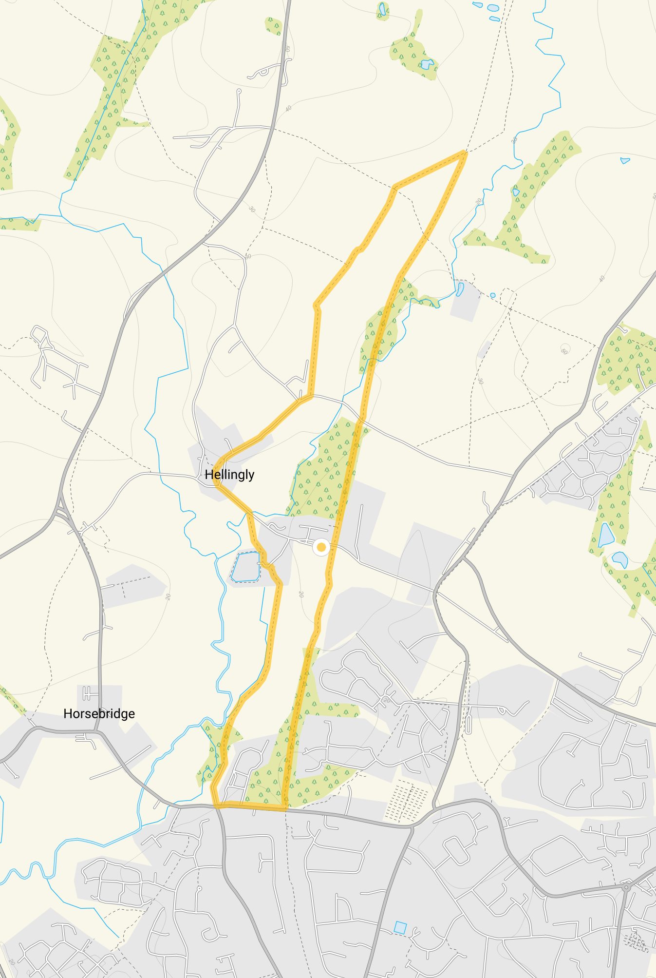 Route map for Hellingly Walk 2, a 3 mile circular walk in Sussex