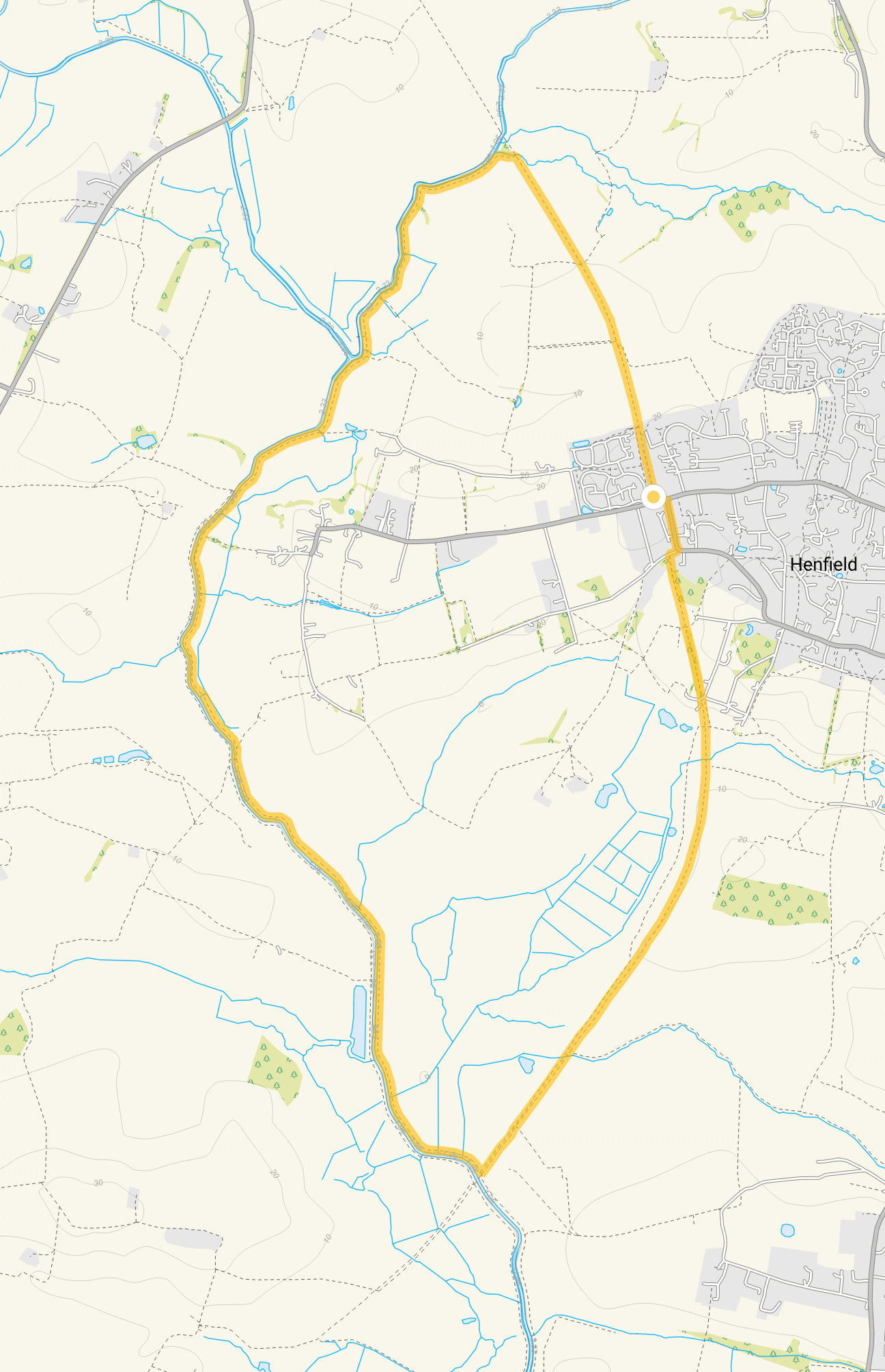 Route map for Henfield Walk 2, a 5.75 mile circular walk in Sussex