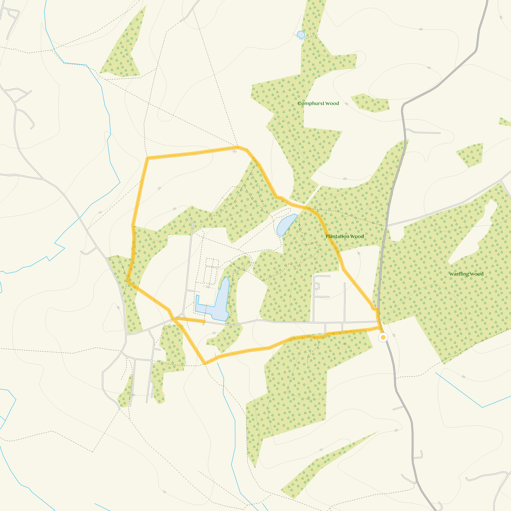 Route map for Herstmonceux Castle Walk, a 2 mile circular walk in Sussex