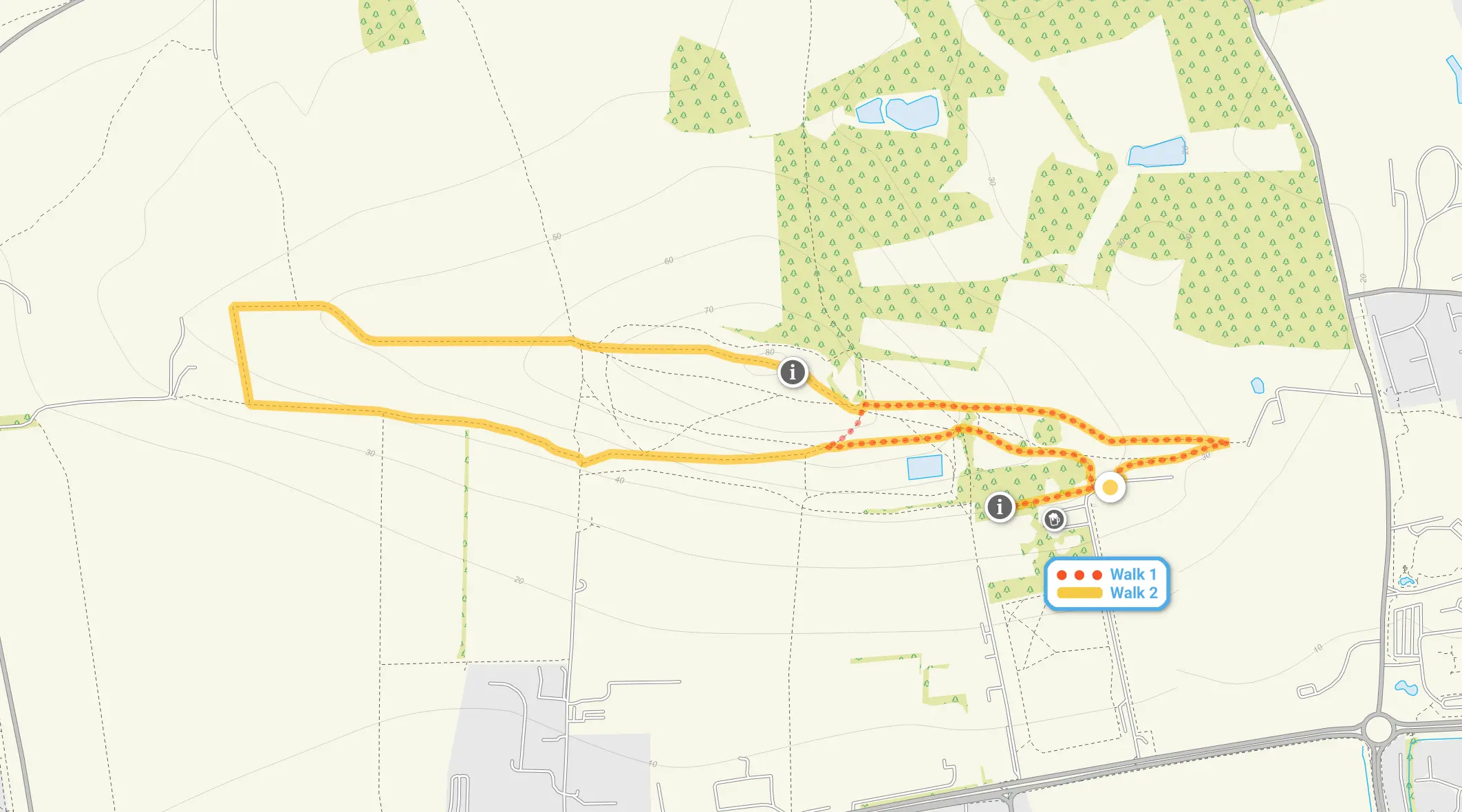 Route map for Highdown Gardens & Hill Walk 1, a 1.25 mile circular walk in Sussex