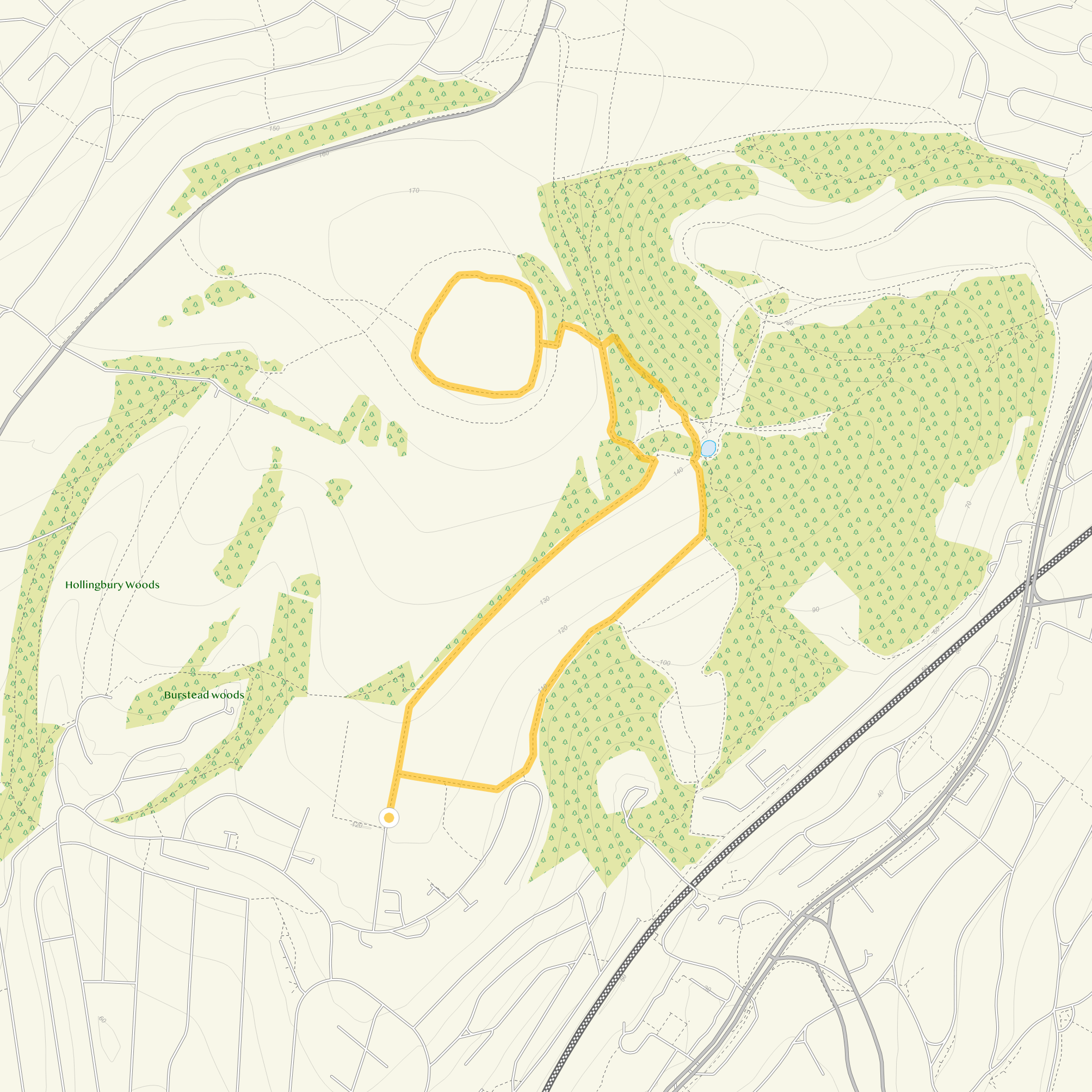 Route map for Hollingbury Park and Castle Walk, Sussex