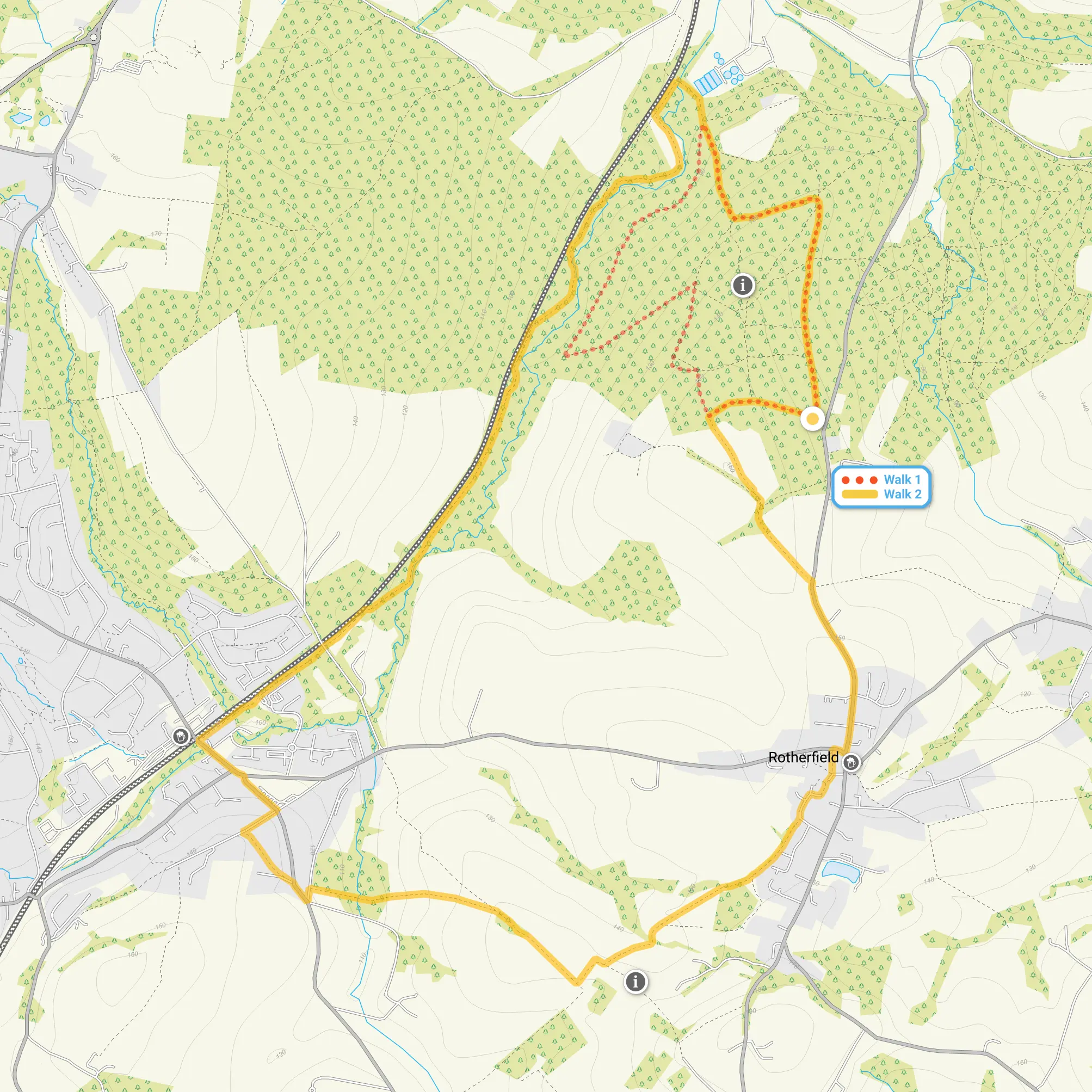 Route map for Hornshurst Wood Walk 1, a 2.25 mile circular walk in Sussex