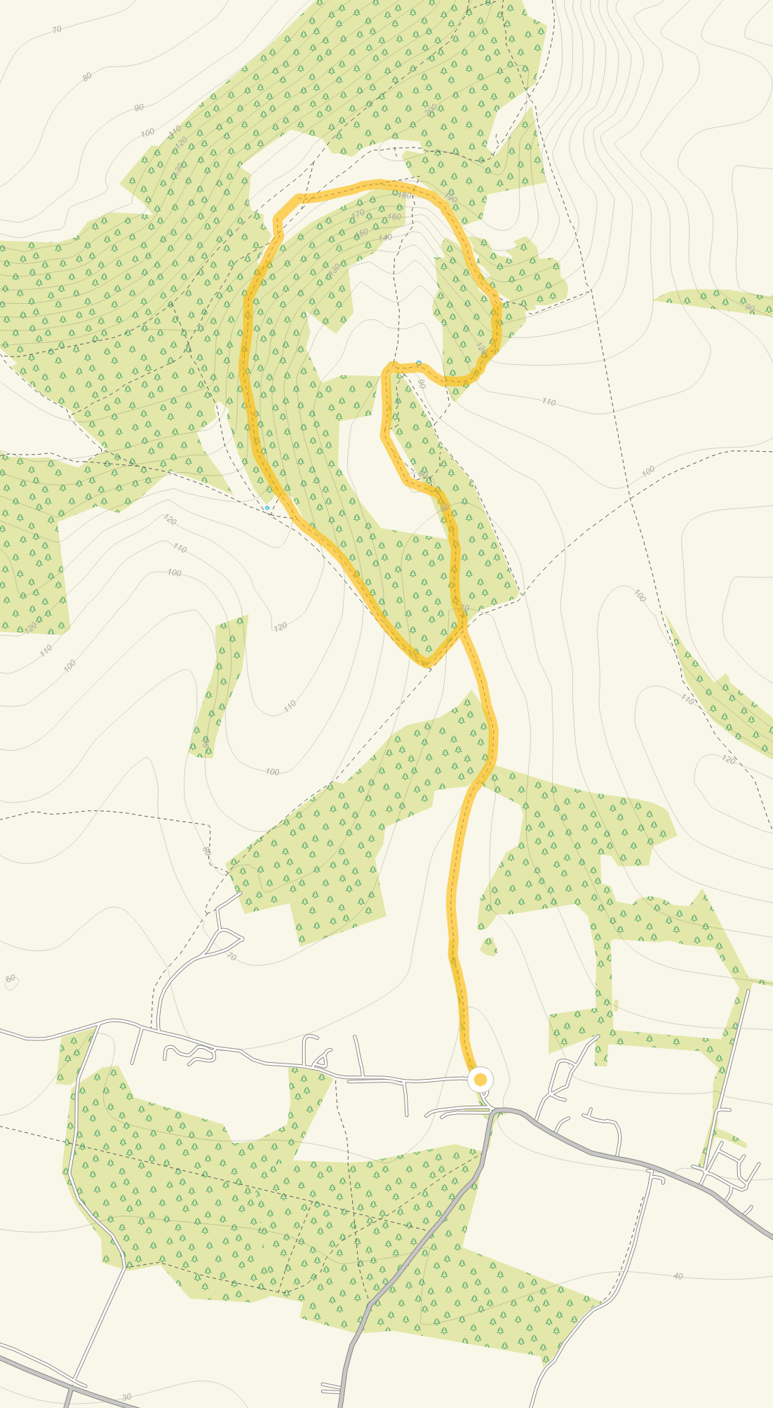 Route map for Kingley Vale Walk 1, a 3.75 mile circular walk in Sussex