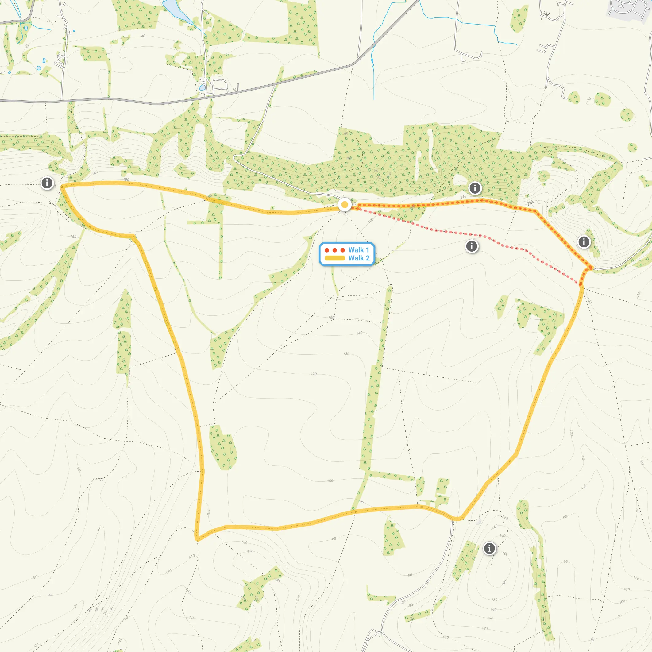 Route map for Kithurst Hill Walk 1, a 2.25 mile circular walk in Sussex