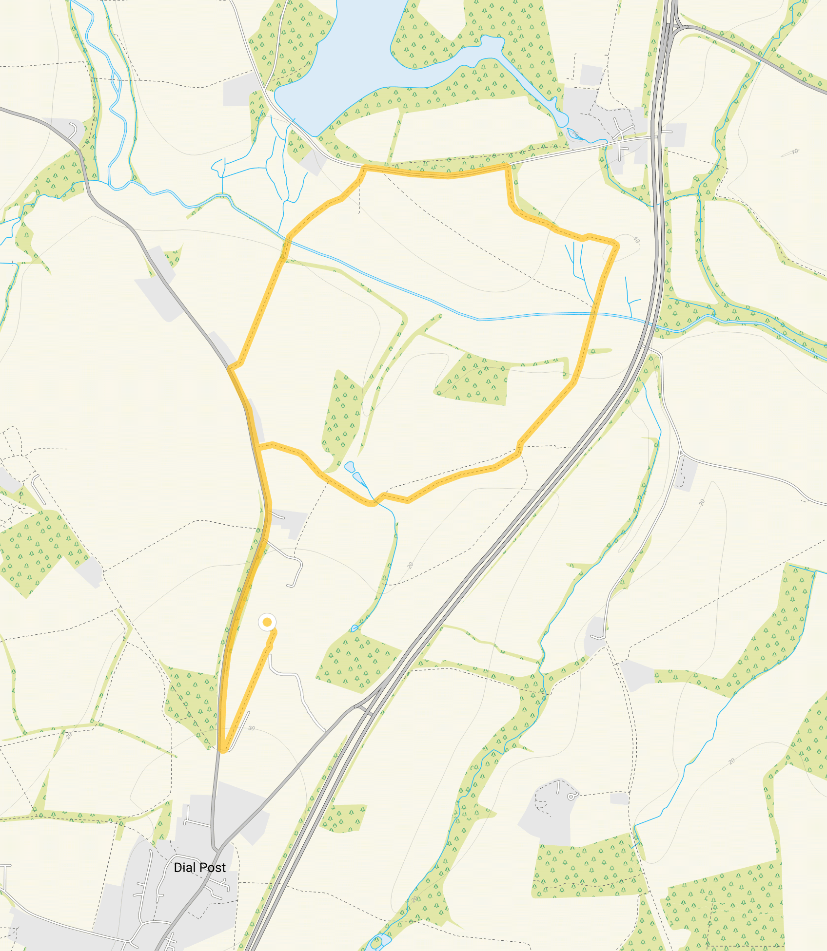 Route map for Knepp Estate Walk 2, a 3 mile circular walk in Sussex