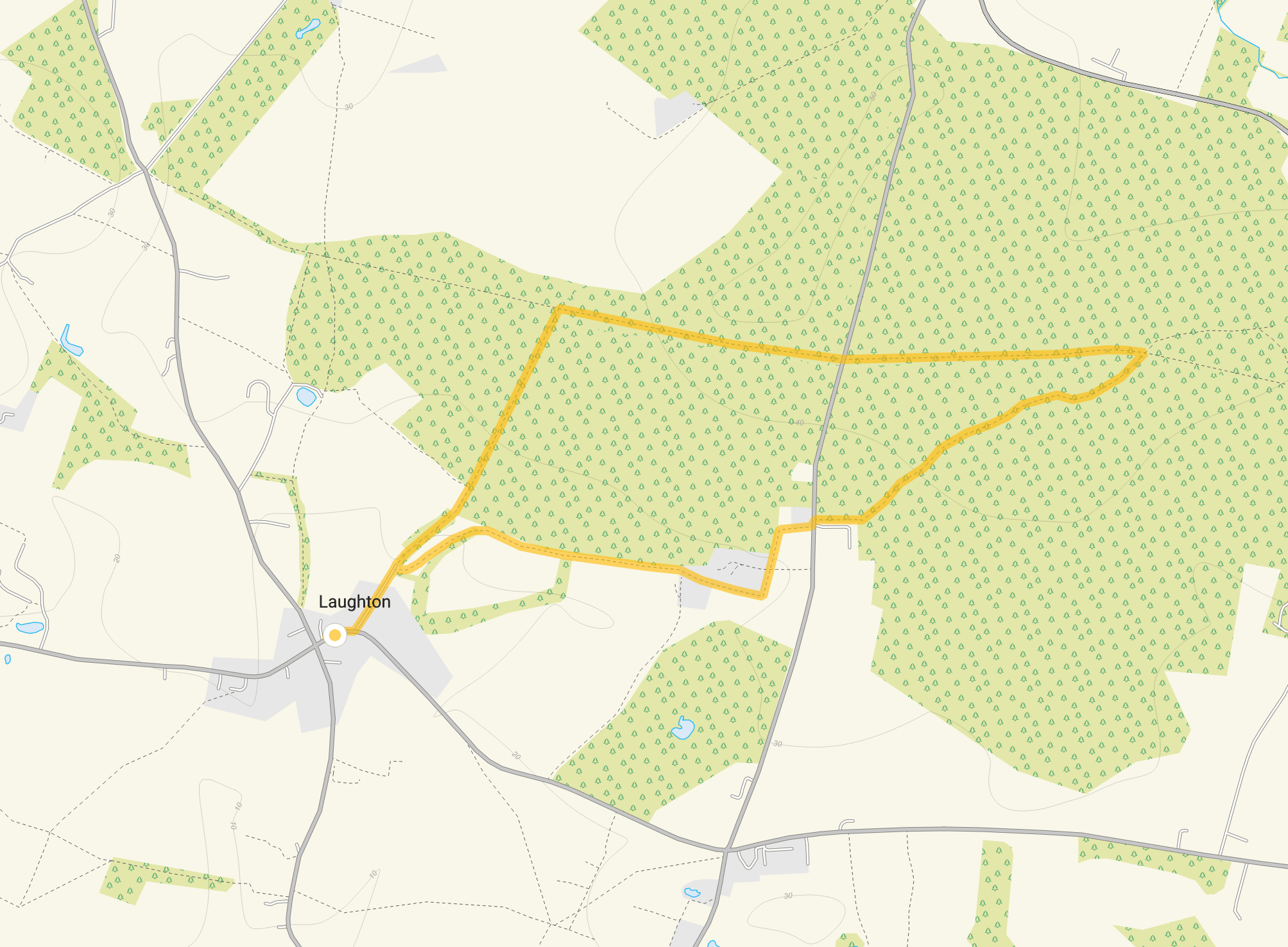 Route map for Laughton Walk, a 3 mile circular walk in Sussex