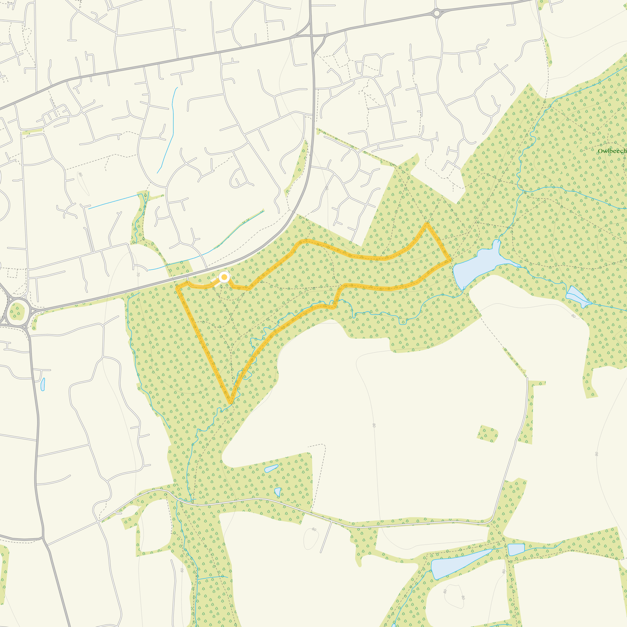 Route map for Leechpool Woods, a 1 mile circular walk in Sussex