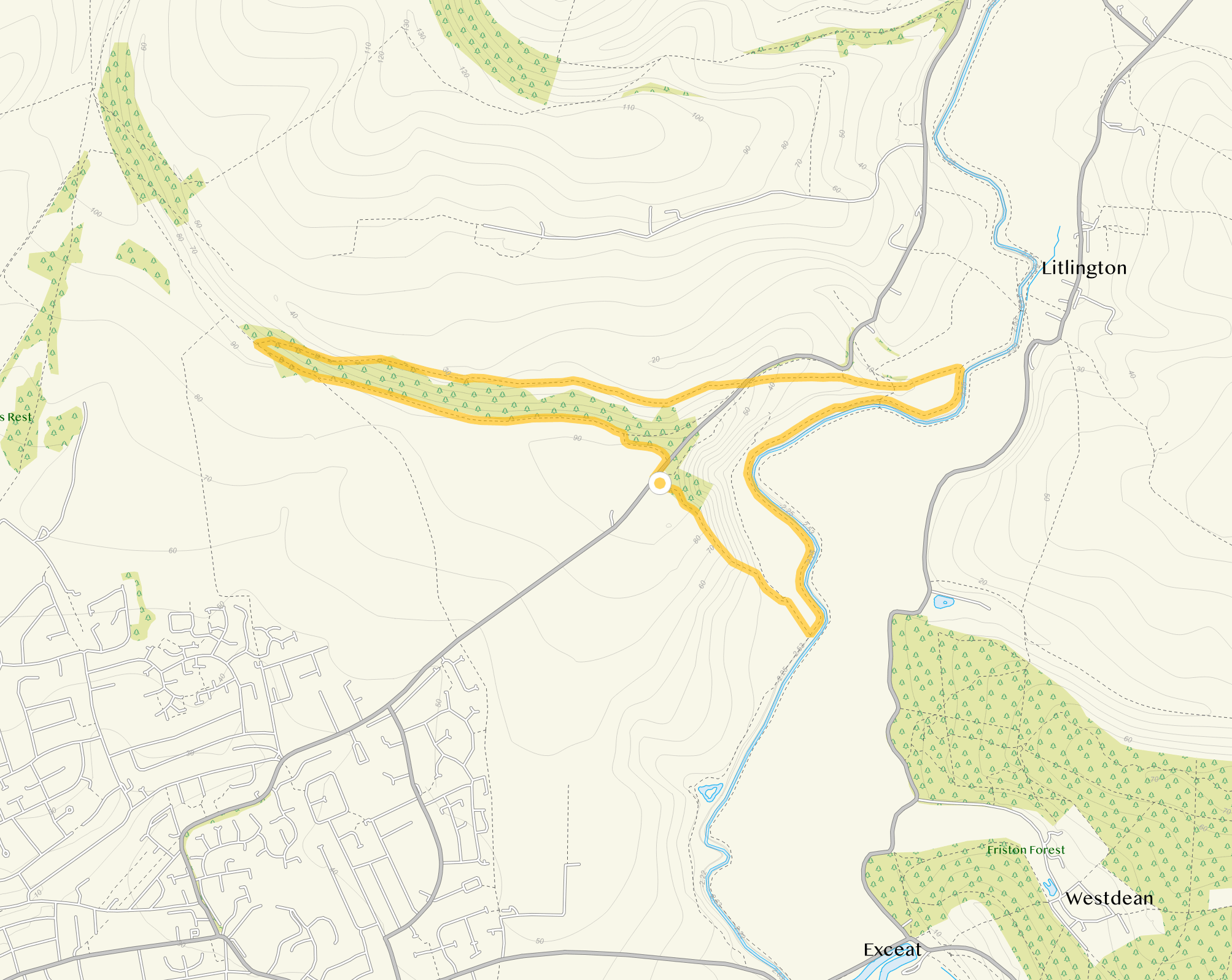 Route map for Litlington White Horse Walk 4, a 4 mile circular walk in Sussex