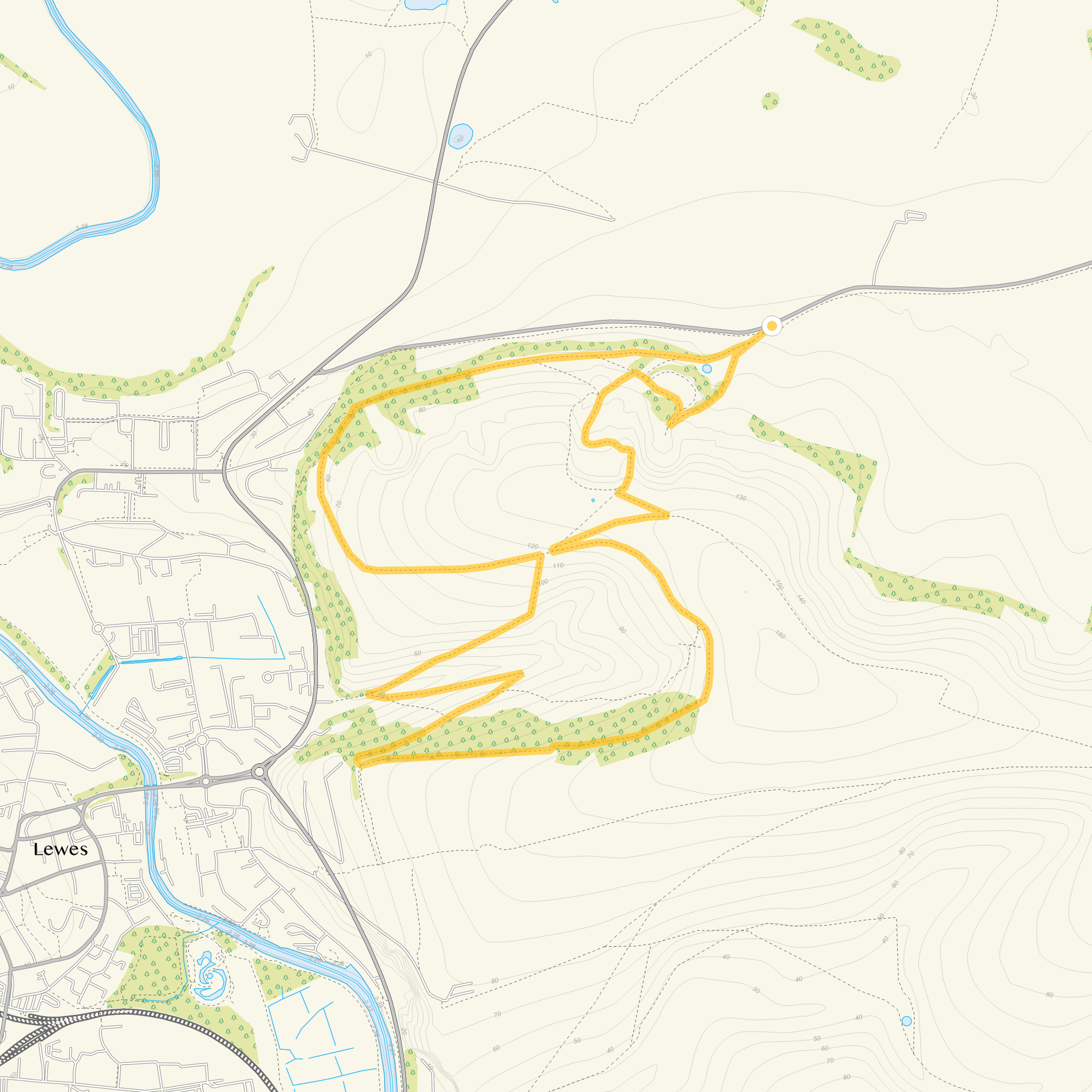 Route map for Malling Hill Walks, Sussex
