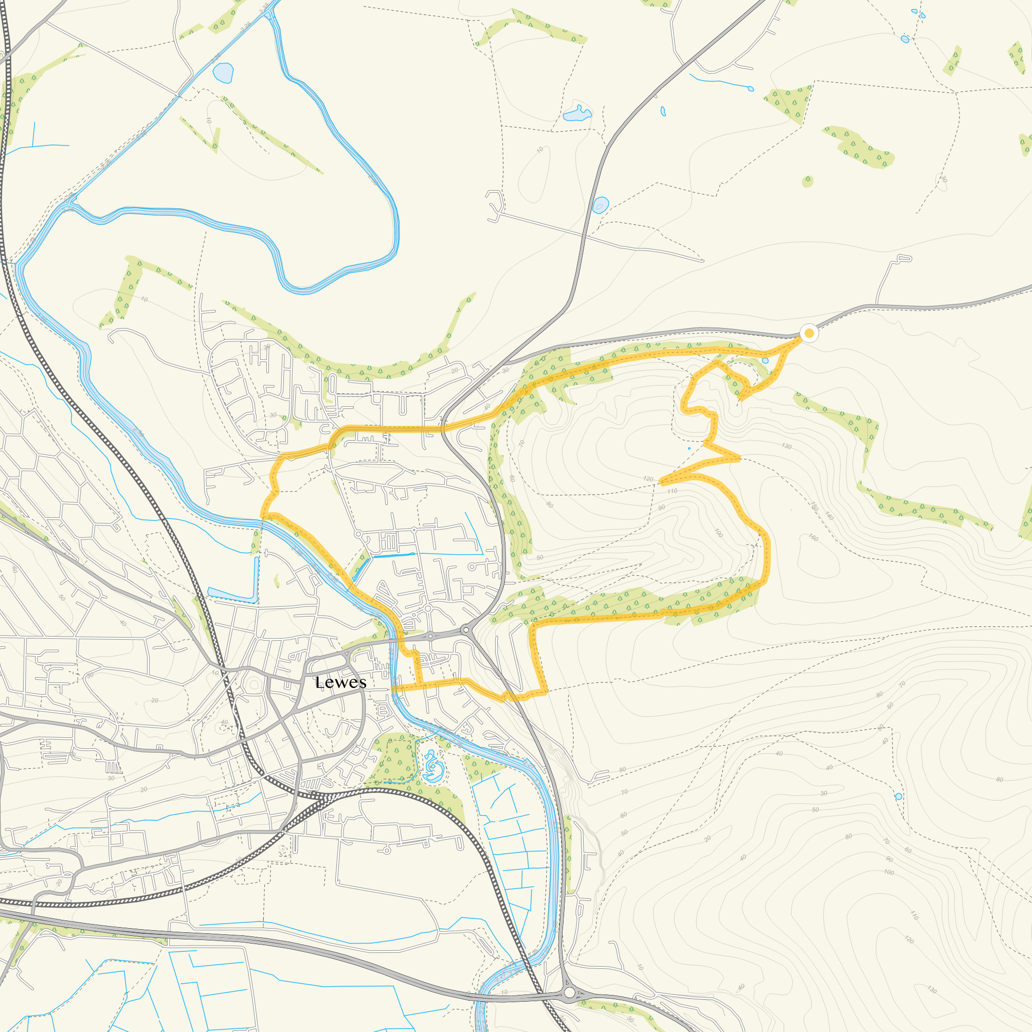 Route map for Malling Hill Walk 3, a 4.25 mile circular walk in Sussex