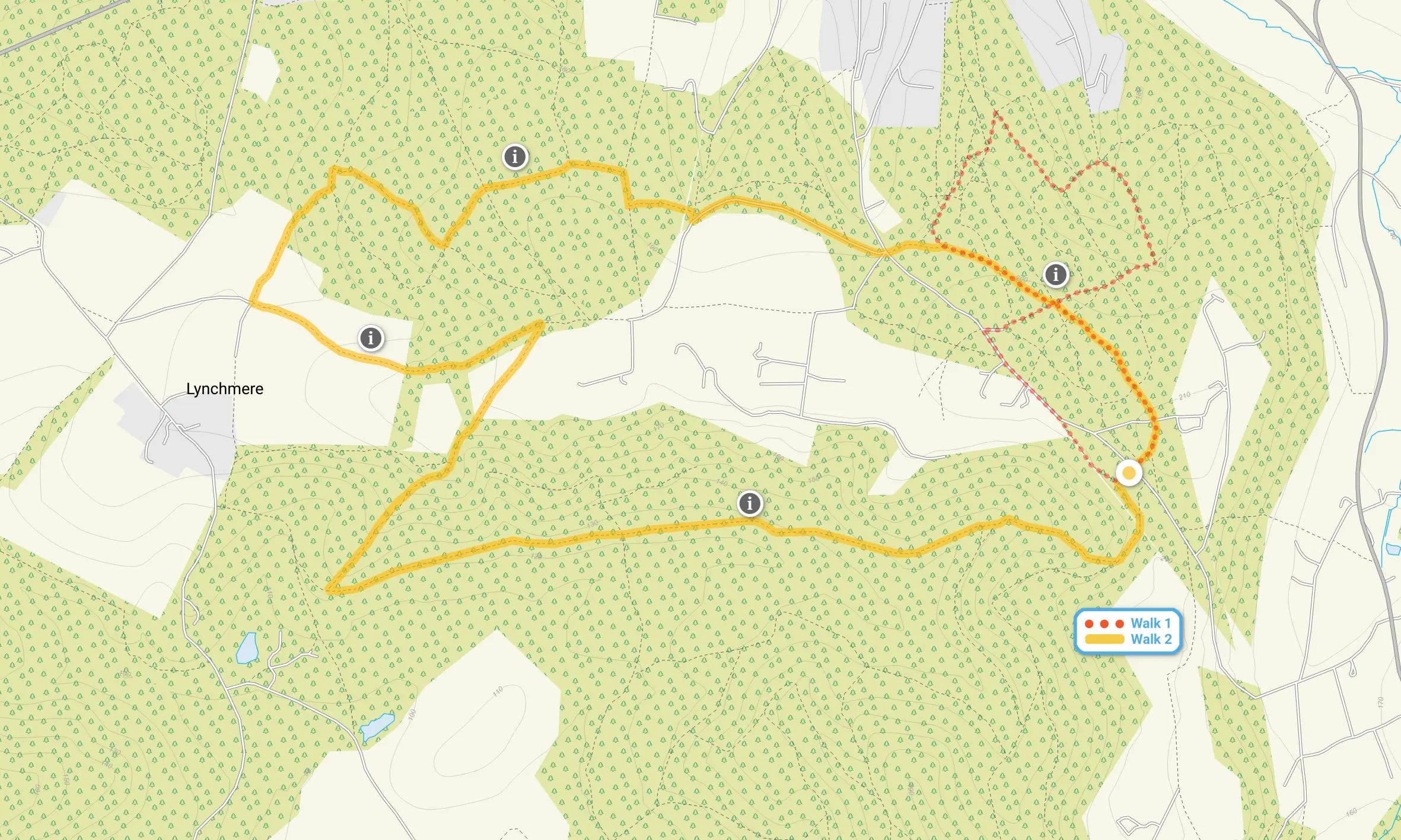 Route map for Marley Common Walk 1, a 1.5 mile circular walk in Sussex