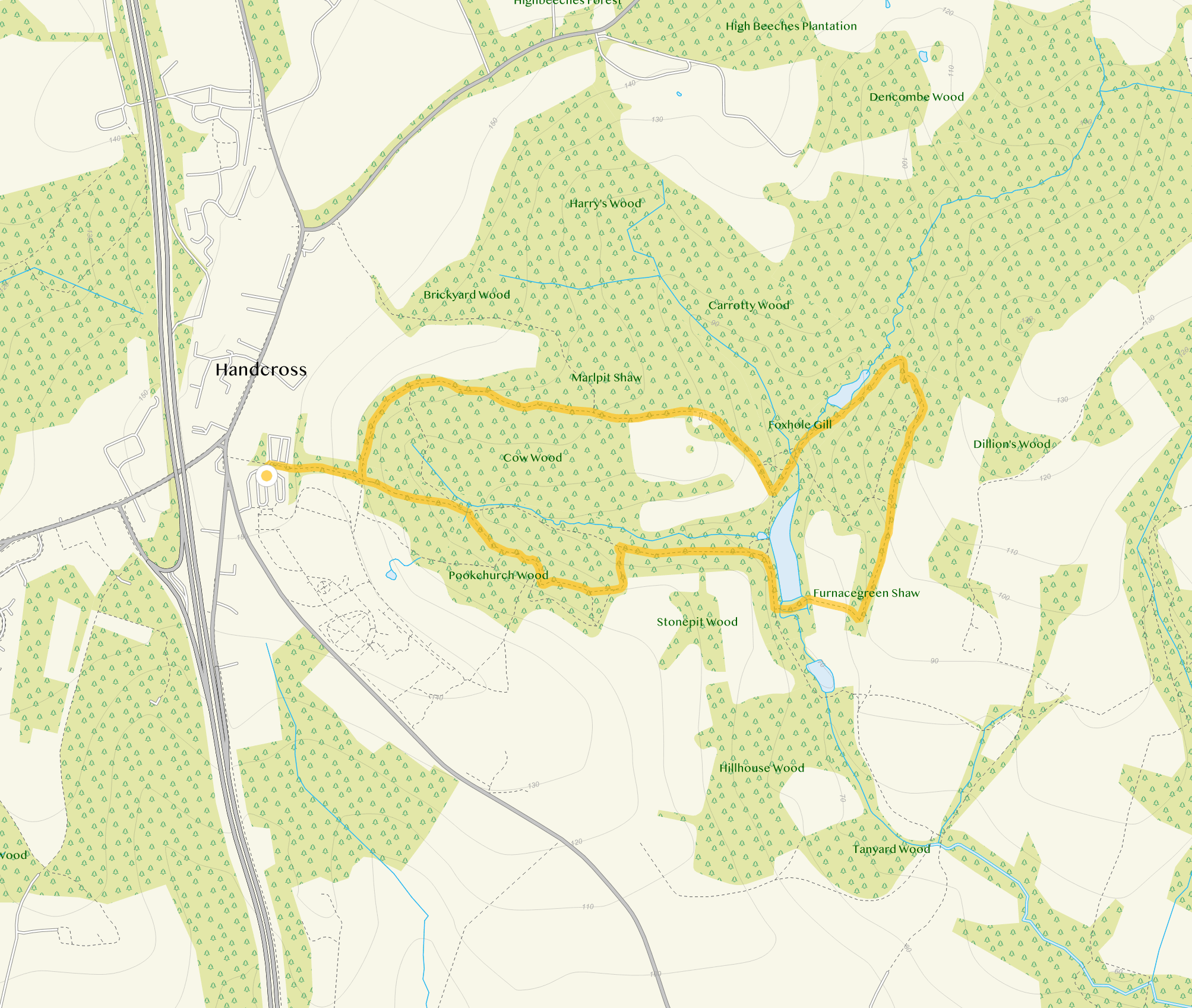 Route map for Nymans Walk 3, a 2.5 mile circular walk in Sussex